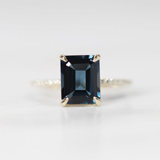 Mia Ring with 3.75ct London Blue Topaz Emerald Cut - Custom Made to Order - Midwinter Co. Alternative Bridal Rings and Modern Fine Jewelry