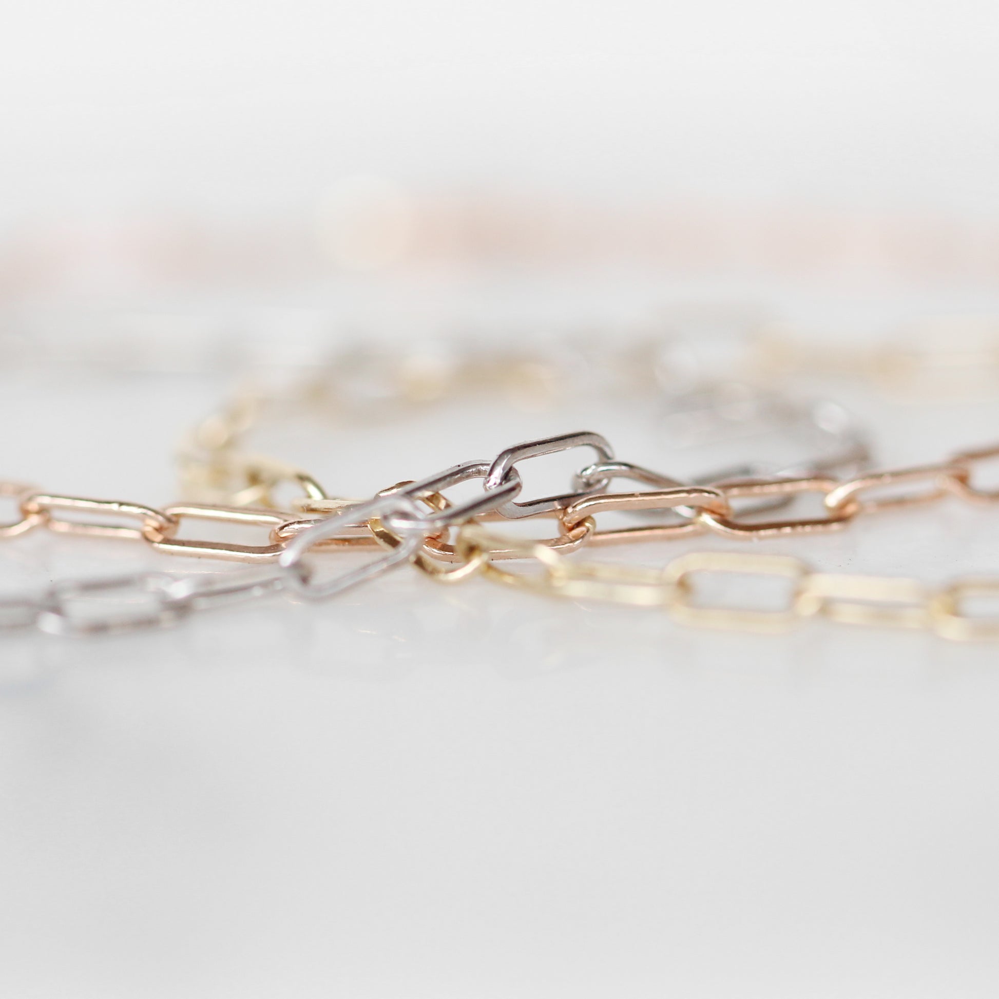 Elongated Chain 14k Solid Gold Bracelet - Made to Order in Your Choice of Gold - Midwinter Co. Alternative Bridal Rings and Modern Fine Jewelry