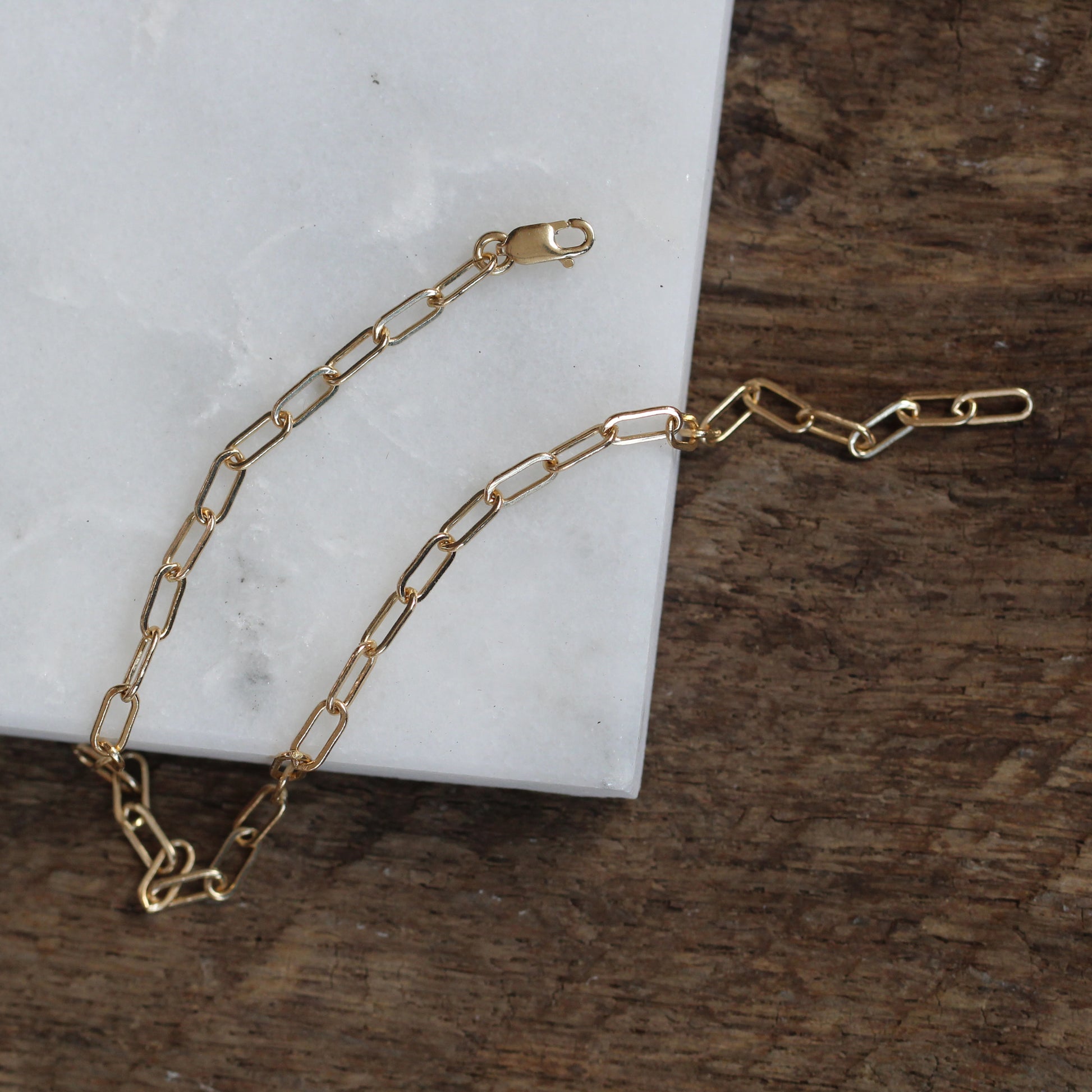 Elongated Chain 14k Solid Gold Bracelet - Made to Order in Your Choice of Gold - Midwinter Co. Alternative Bridal Rings and Modern Fine Jewelry