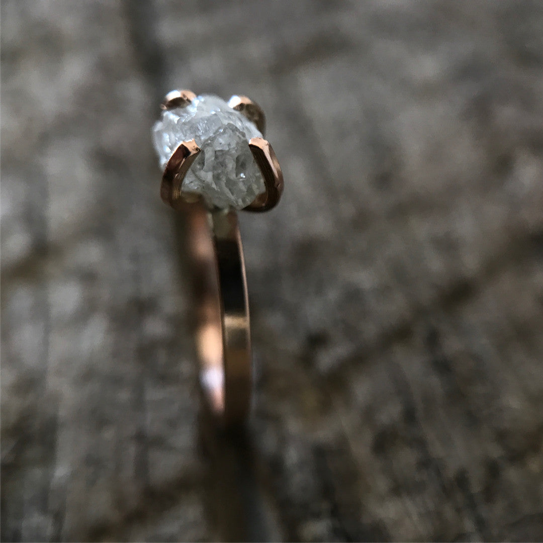 1 Carat Raw Diamond Rustic Engagement Ring - Abhika Jewels