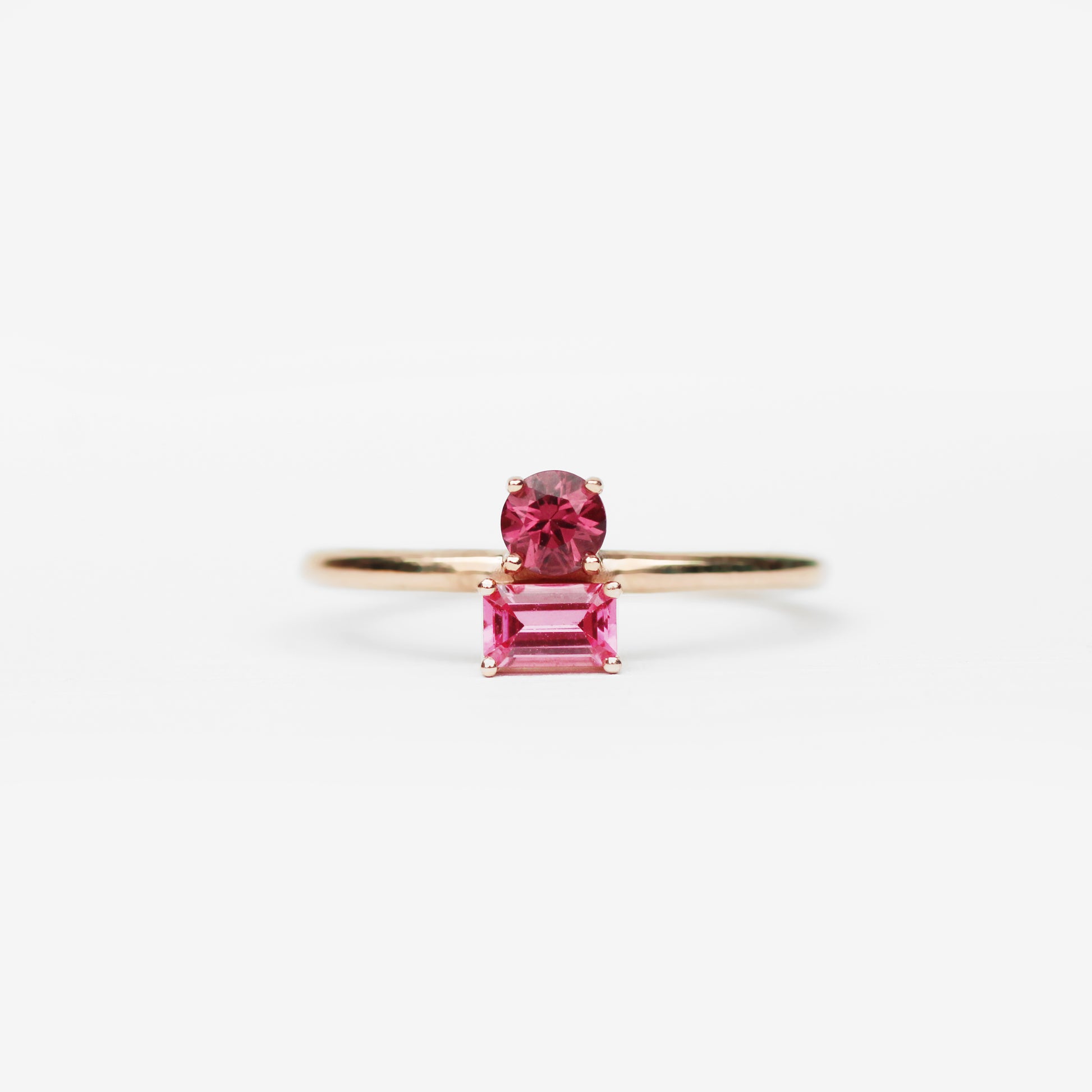 Daria Garnet and Spinel Asymmetrical Double Ring - Your choice of metal - Custom - Midwinter Co. Alternative Bridal Rings and Modern Fine Jewelry