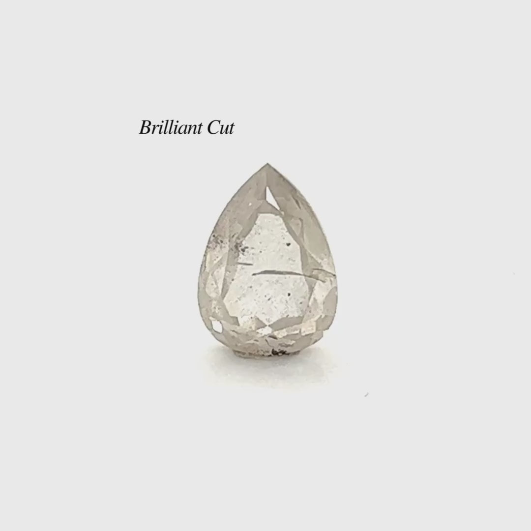 3.00 Carat Misty White Pear Salt and Pepper Diamond for Custom Work - Inventory Code MWP300