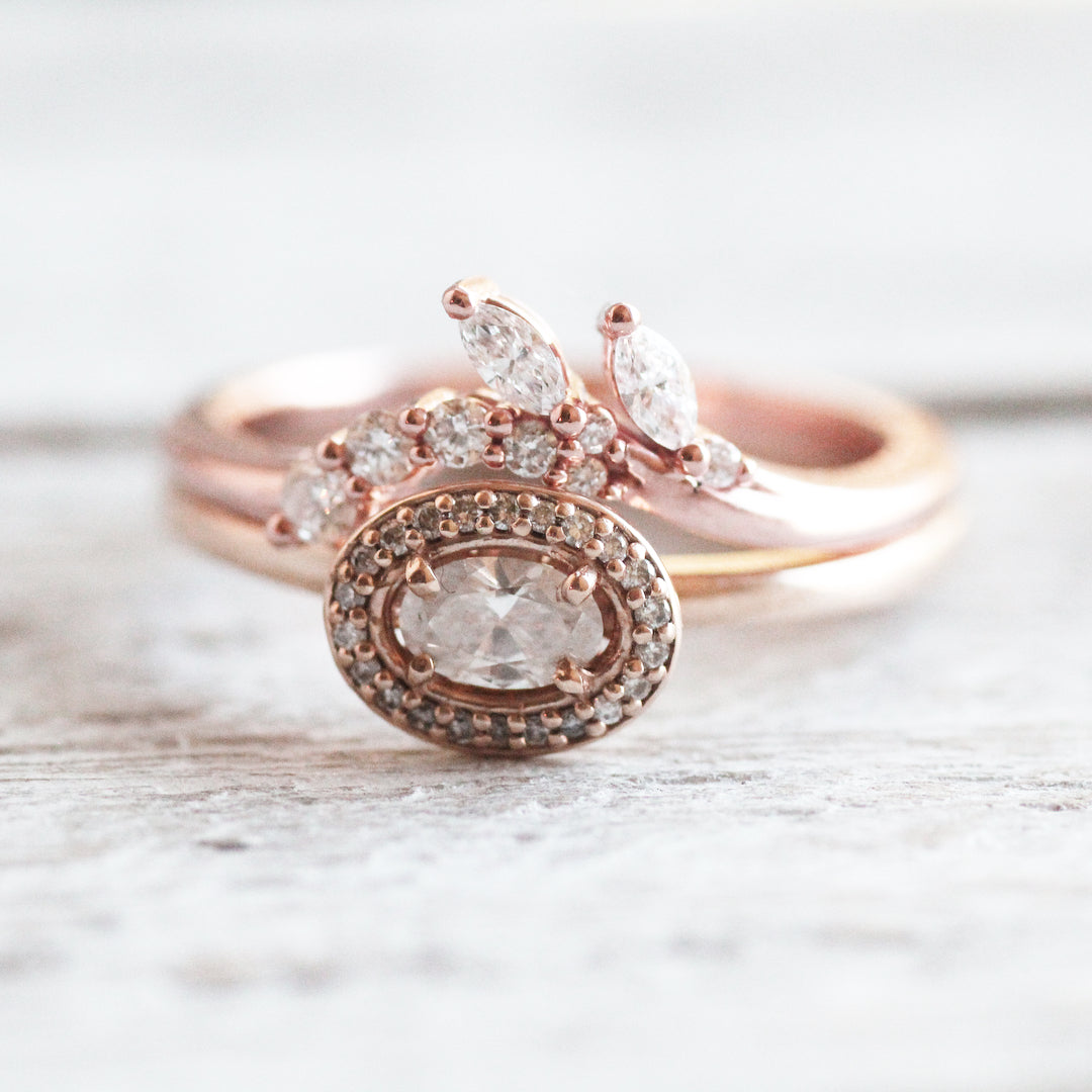 Clarissa - Floral contour wedding stacking diamond band - Midwinter Co. Alternative Bridal Rings and Modern Fine Jewelry