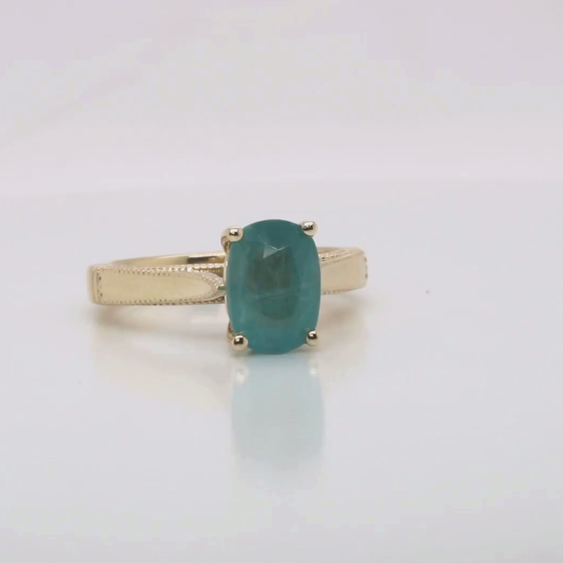 Jane Ring with a 3.22 Carat Teal Oval Grandidierite in 14k Yellow Gold - Ready to Size and Ship