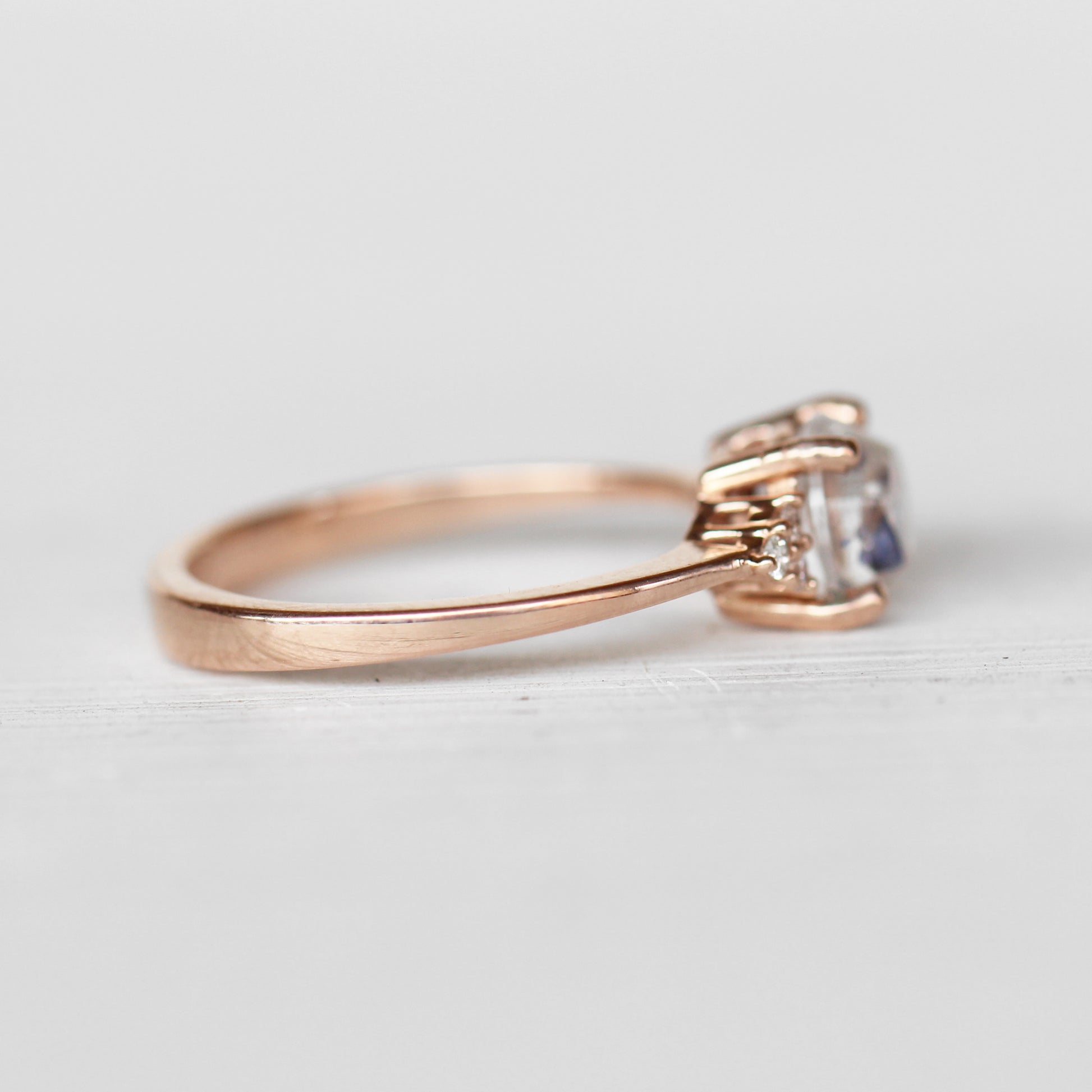 Imogene Ring with a 1.3 ct Fluorite Quartz in 14k Rose Gold - Ready to Size and Ship - Midwinter Co. Alternative Bridal Rings and Modern Fine Jewelry