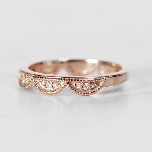 Addison Lace Dancing Scallopped Diamond Band in your choice of 14k gold - Midwinter Co. Alternative Bridal Rings and Modern Fine Jewelry