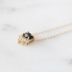 Allie - Petite Black Oval Diamond 14k Yellow Gold Necklace - Ready to Ship - Midwinter Co. Alternative Bridal Rings and Modern Fine Jewelry