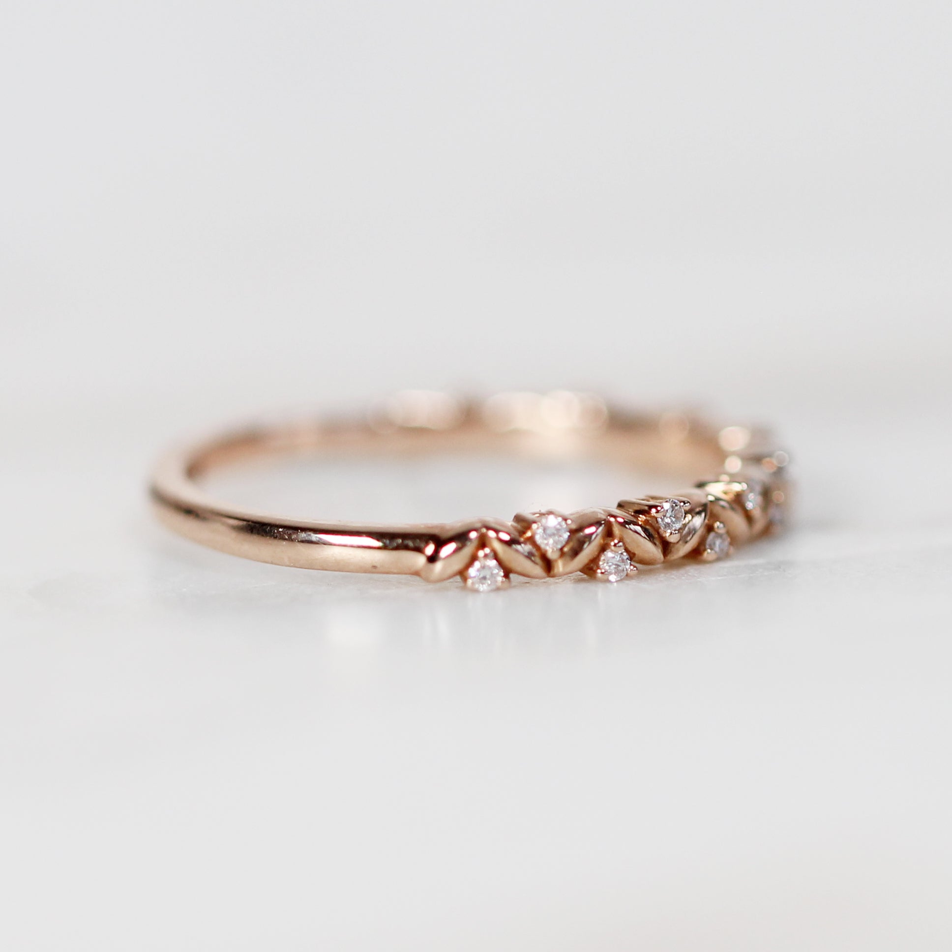 Brynn - Natural Floral Leaf Diamond Wedding or Stacking Ring Band - Midwinter Co. Alternative Bridal Rings and Modern Fine Jewelry