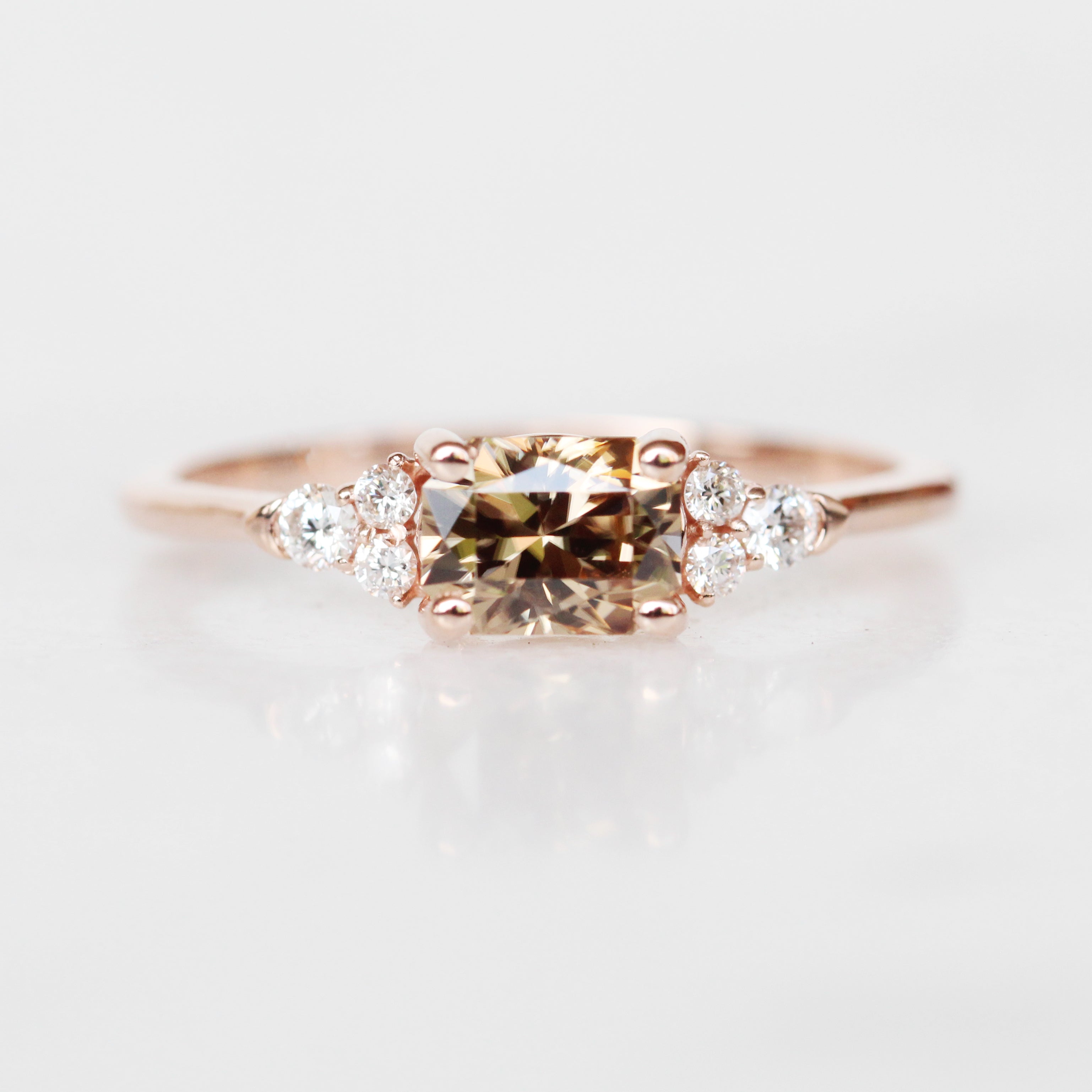 Cadence Ring with 1.13 ct Imperial Zircon and Diamonds in 10k Rose Gold - Ready to Size and Ship - Midwinter Co. Alternative Bridal Rings and Modern Fine Jewelry