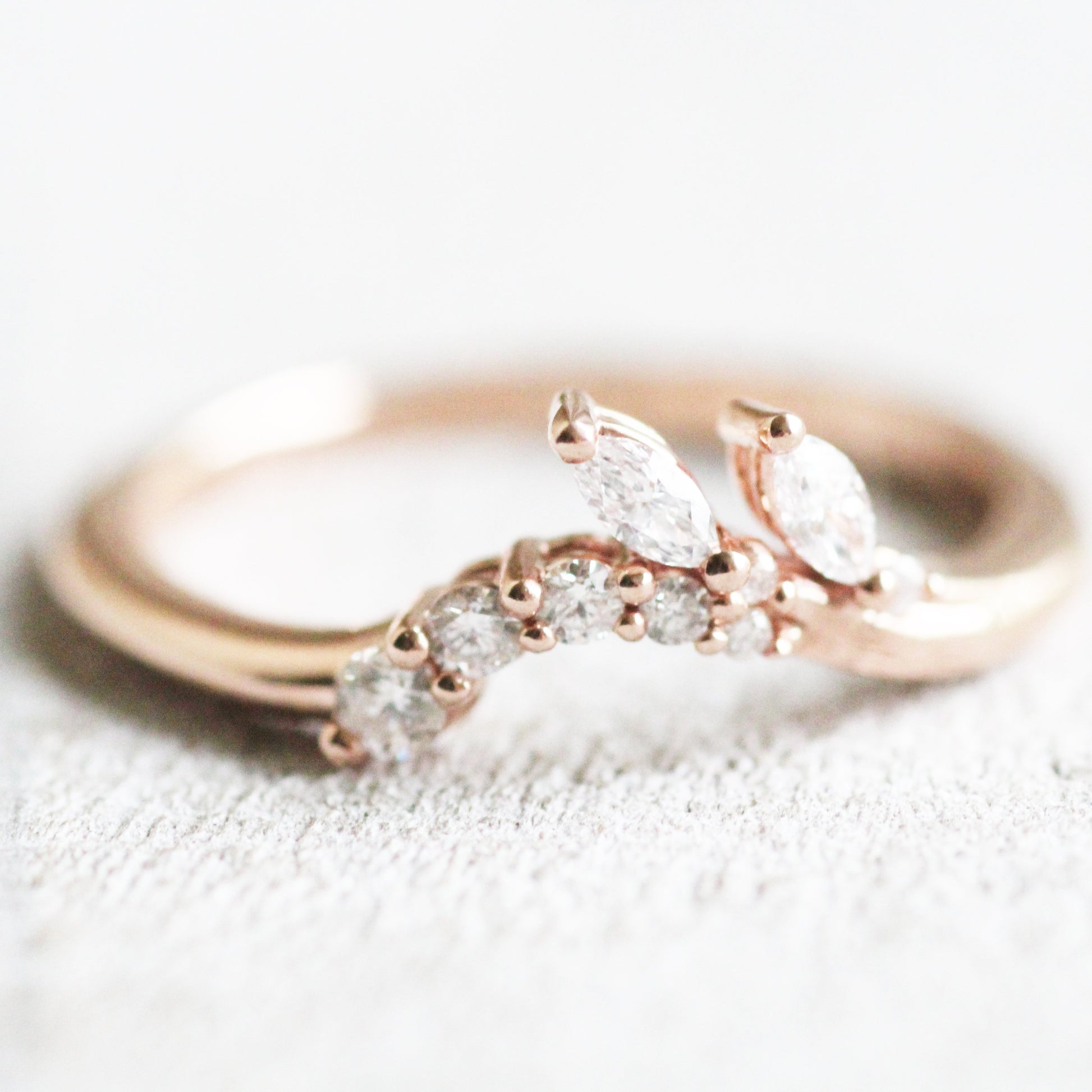 Clarissa - Floral contour wedding stacking diamond band - Midwinter Co. Alternative Bridal Rings and Modern Fine Jewelry