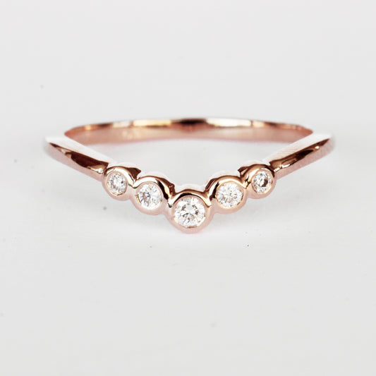 Colette V-Contoured Bezel-Set Stackable Wedding Band - Made to Order - Midwinter Co. Alternative Bridal Rings and Modern Fine Jewelry