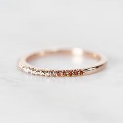 Constance - Pave set, minimal white to champagne to orange diamond wedding stacking band - Midwinter Co. Alternative Bridal Rings and Modern Fine Jewelry