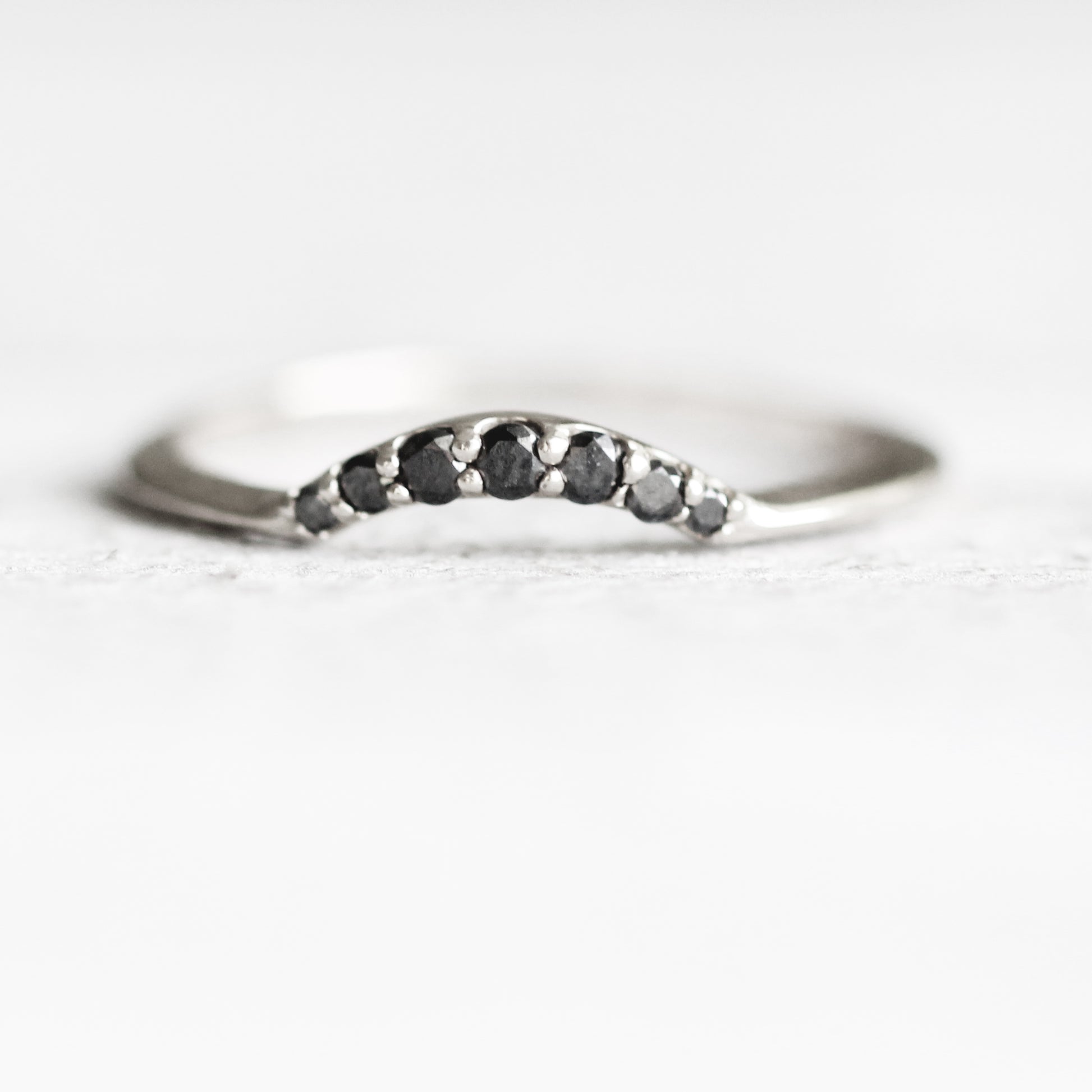 Evary - Custom Designed Curved Diamond Wedding Stacking Band - Made to order - Midwinter Co. Alternative Bridal Rings and Modern Fine Jewelry