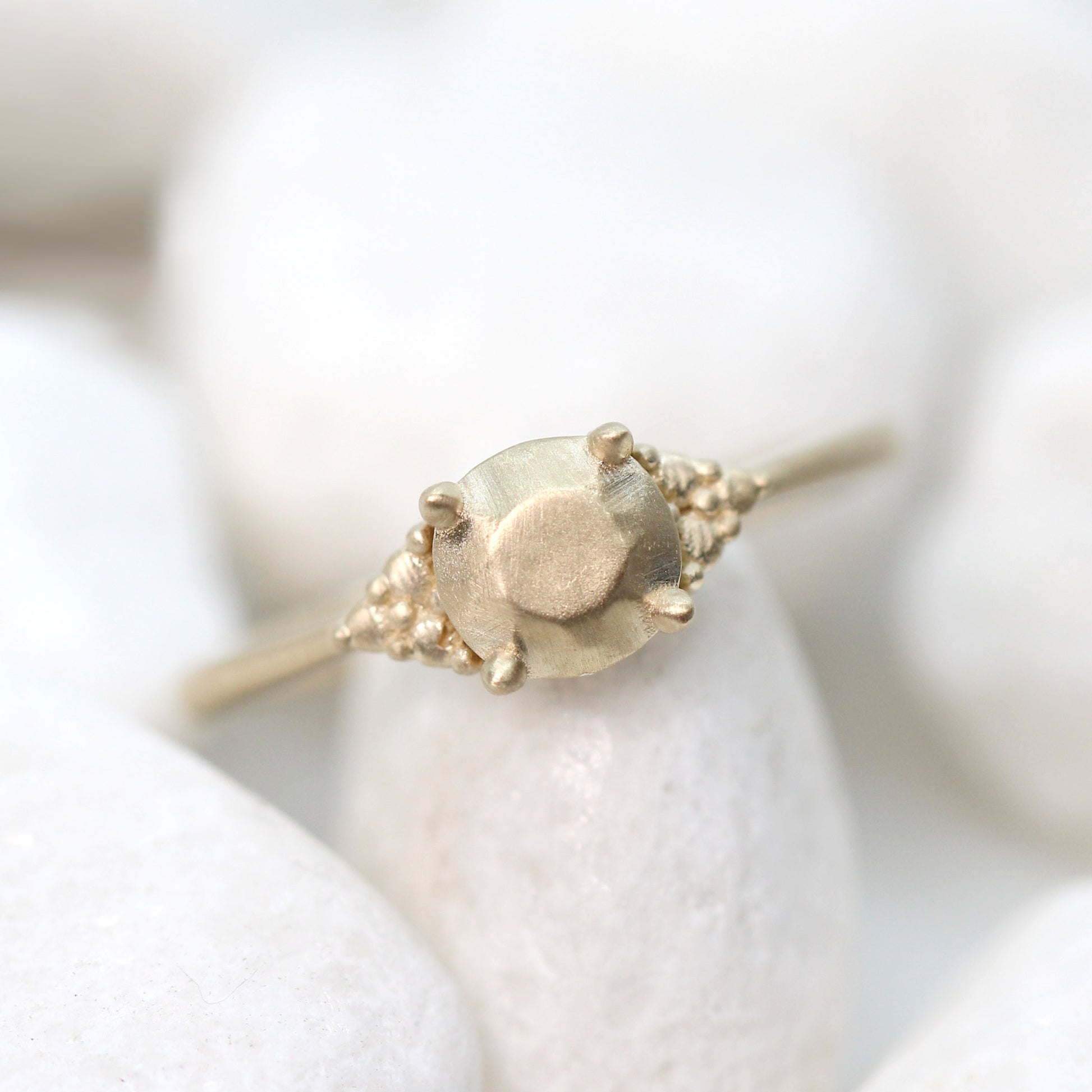Solid Imogene Ring with 1 Carat Round Gold Stone in your choice of 14k gold - Midwinter Co. Alternative Bridal Rings and Modern Fine Jewelry