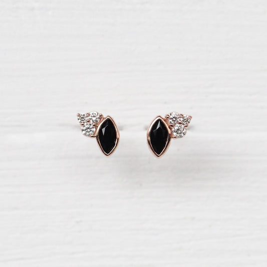 Jolean Earrings with Onyx + Diamonds - 14k Gold - Made to Order - Midwinter Co. Alternative Bridal Rings and Modern Fine Jewelry