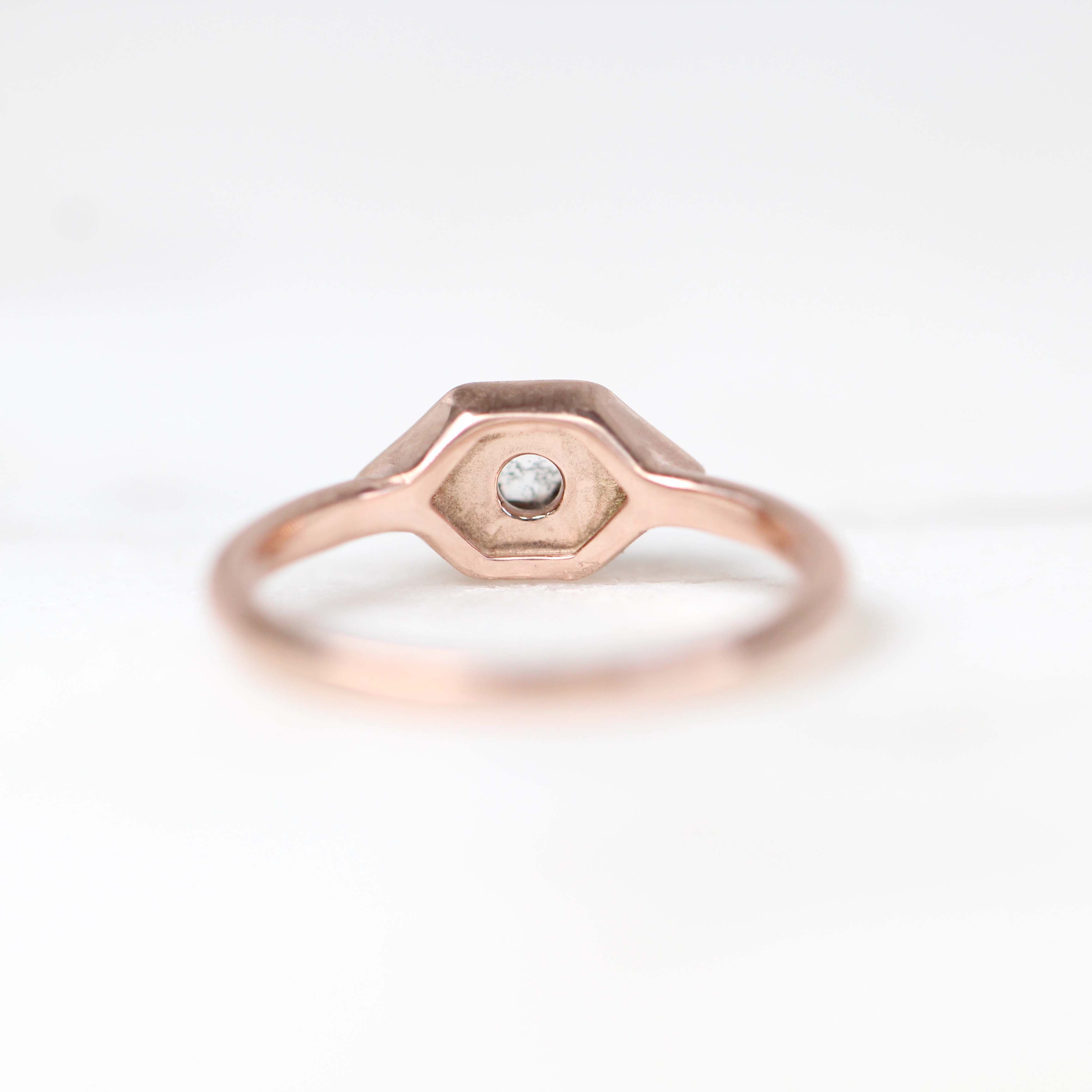 Melissa Ring with a 0.26 Carat Round Dark Celestial Diamond in 10k Rose Gold - Ready to Size and Ship - Midwinter Co. Alternative Bridal Rings and Modern Fine Jewelry