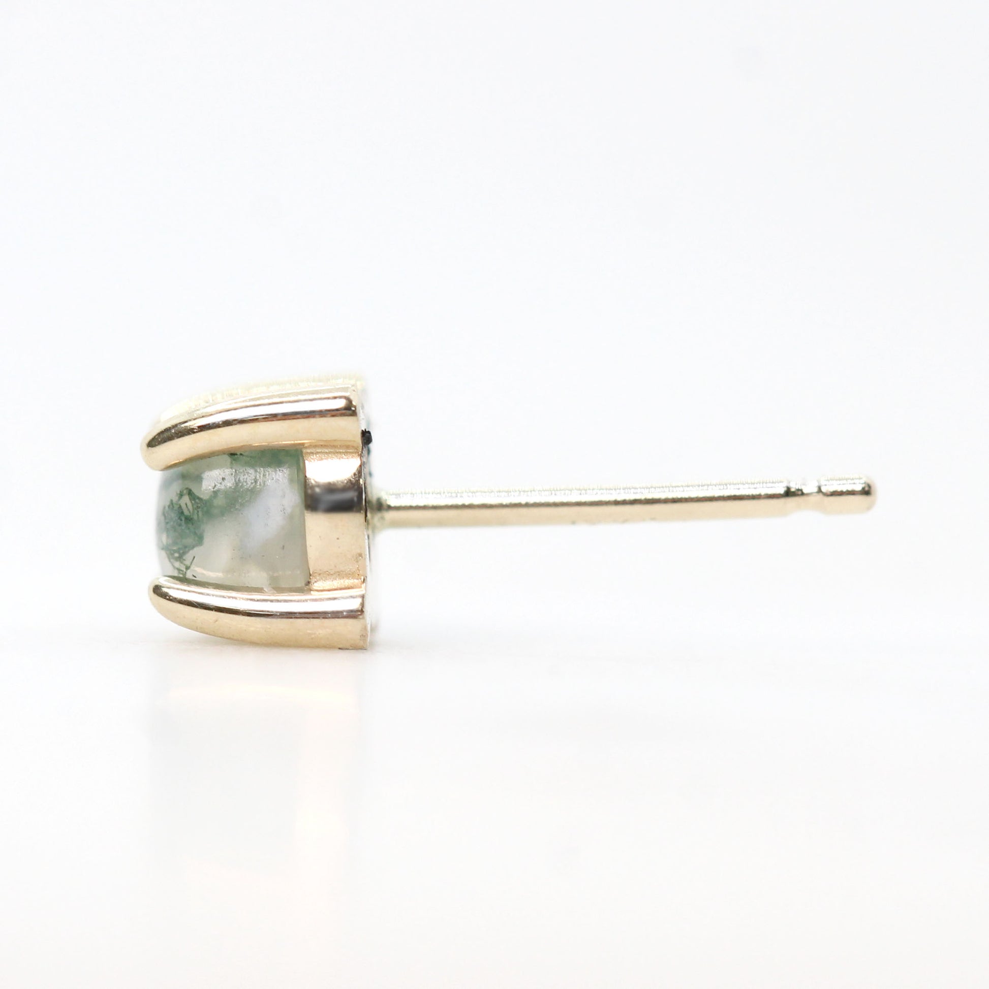 Moss Agate Stud Earrings - Choose your Gold Tone - Midwinter Co. Alternative Bridal Rings and Modern Fine Jewelry