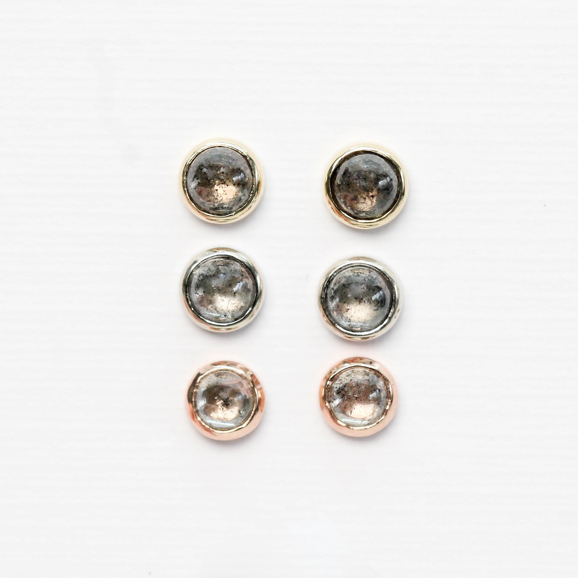 Rose Cut 3.8mm Dark Charcoal Gray Salt and Pepper Diamond Earring Studs in  14k Yellow Gold - Ready to Ship