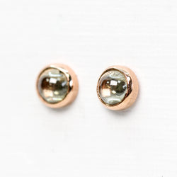 Bezel-Set Round Cabochon Cut Celestial Diamond Earrings - Choose Your Gold Tone - Midwinter Co. Alternative Bridal Rings and Modern Fine Jewelry