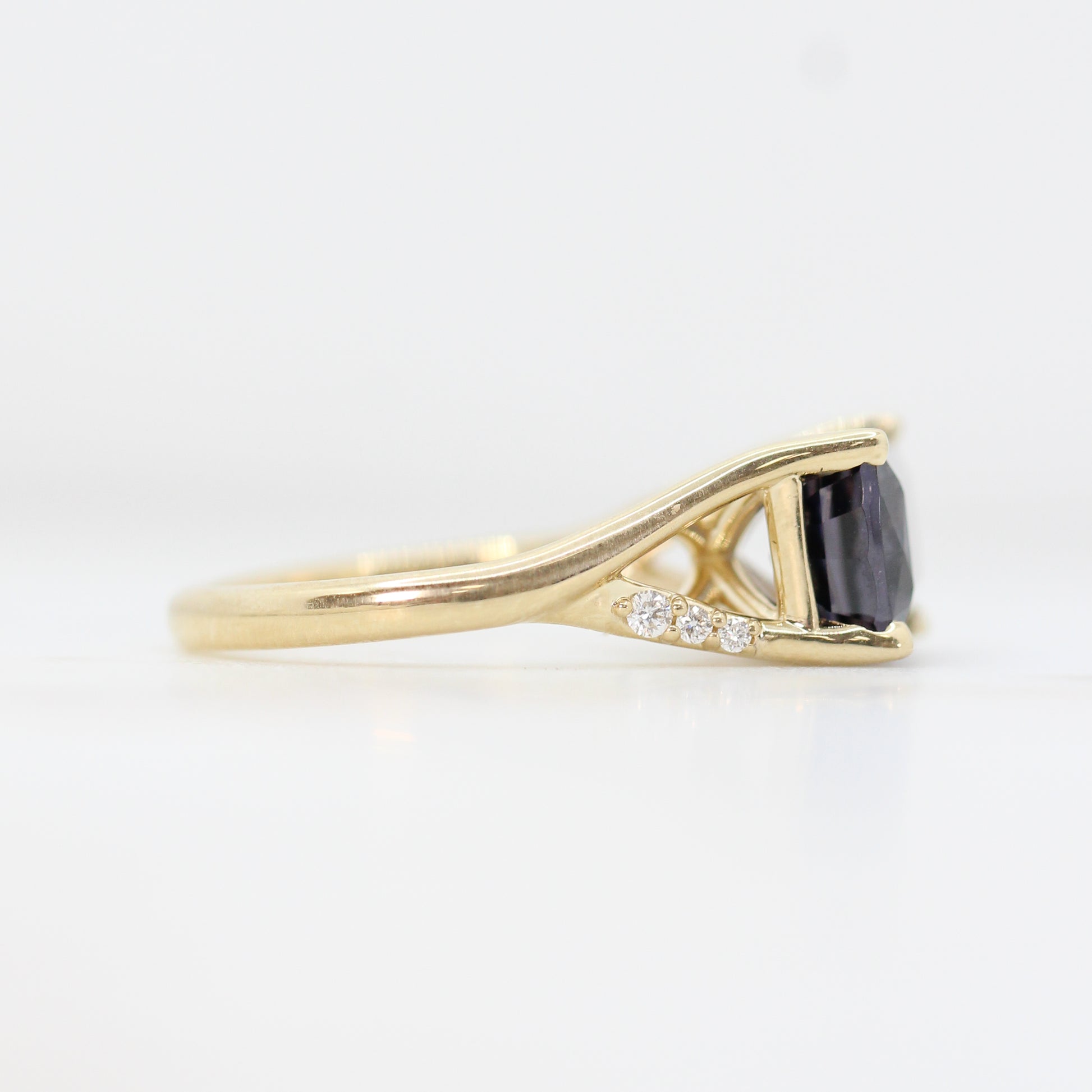 Kennedy Ring with a Carat Spinel and White Diamonds in 14k Yellow Gold - Ready to Size and Ship - Midwinter Co. Alternative Bridal Rings and Modern Fine Jewelry
