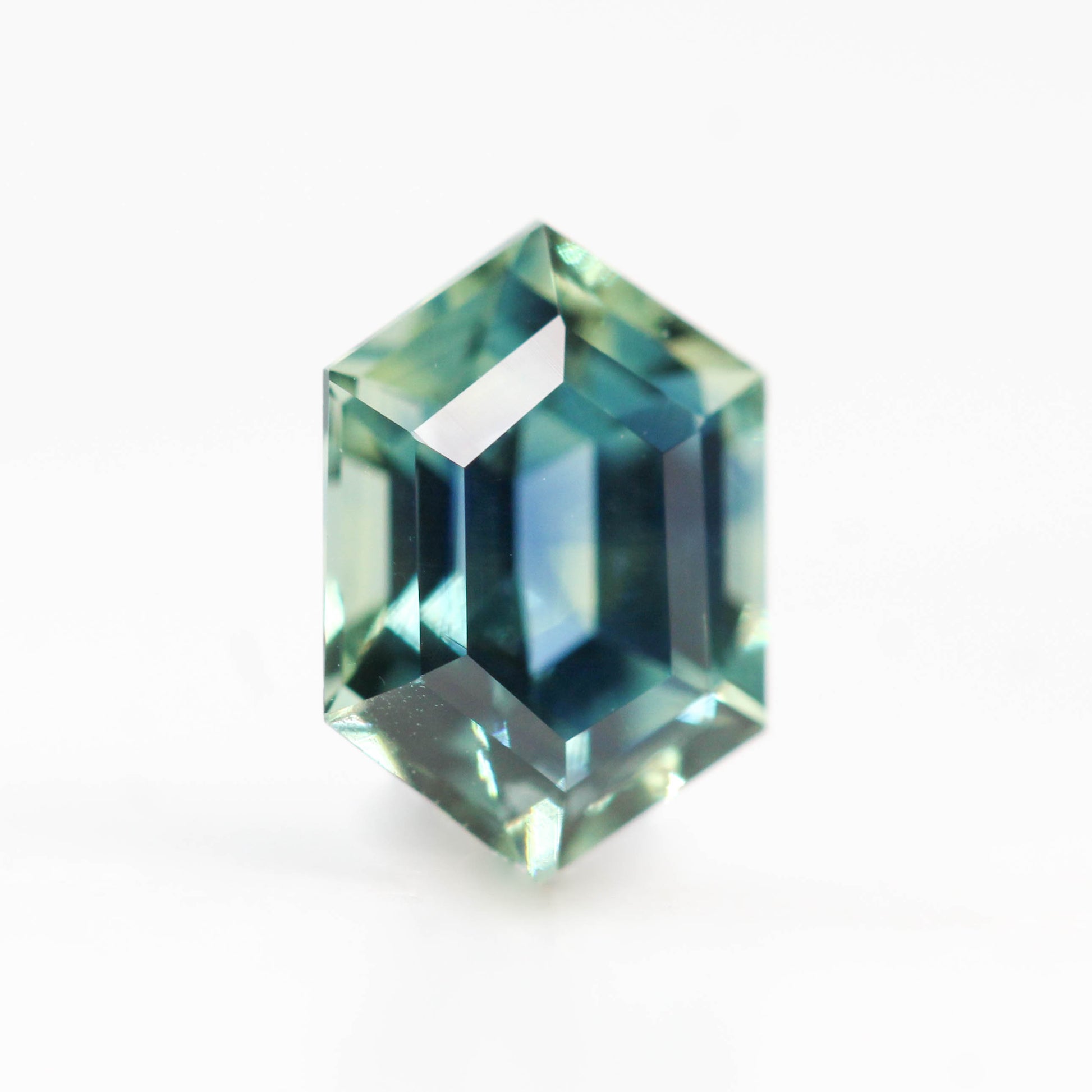 1.55 Carat Teal Hexagon Sapphire for Custom Work - Inventory Code THS155 - Midwinter Co. Alternative Bridal Rings and Modern Fine Jewelry