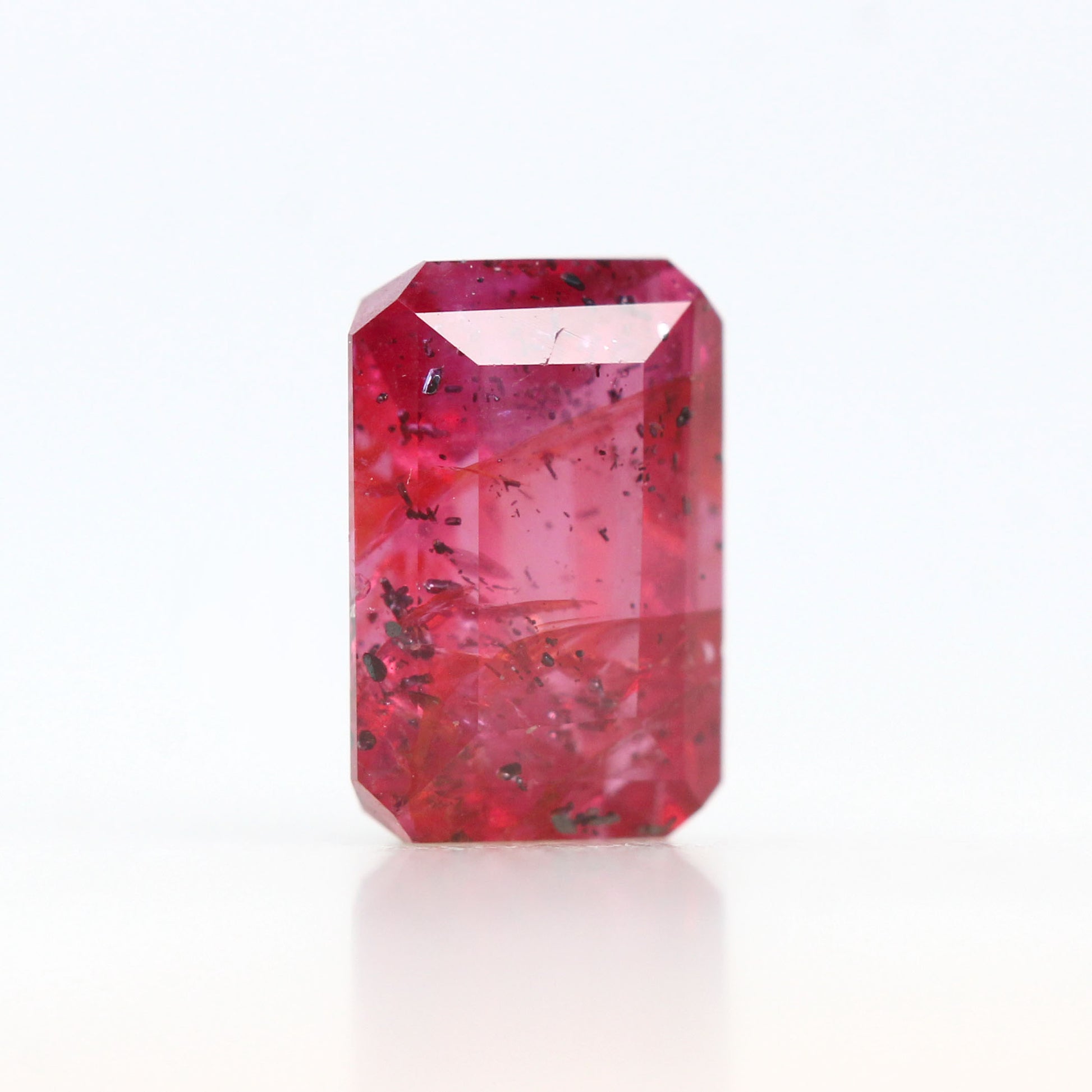 1.37 Carat Emerald Cut Pinkish Red Madagascar Ruby for Custom Work - Inventory Code RES137 - Midwinter Co. Alternative Bridal Rings and Modern Fine Jewelry