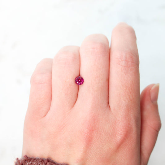 0.77 Carat Round Pink Ruby for Custom Work - Inventory Code PRR077 - Midwinter Co. Alternative Bridal Rings and Modern Fine Jewelry