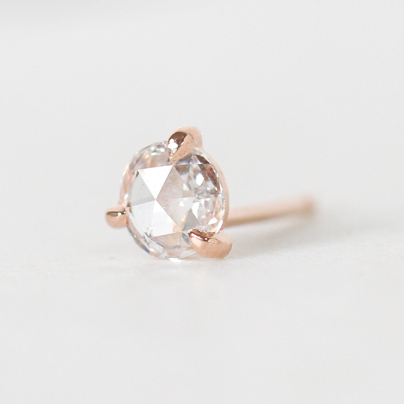 0.25 ct. Rose Cut Diamond Earring Studs  in 14K Rose or Yellow Gold - Ready to Ship - Midwinter Co. Alternative Bridal Rings and Modern Fine Jewelry