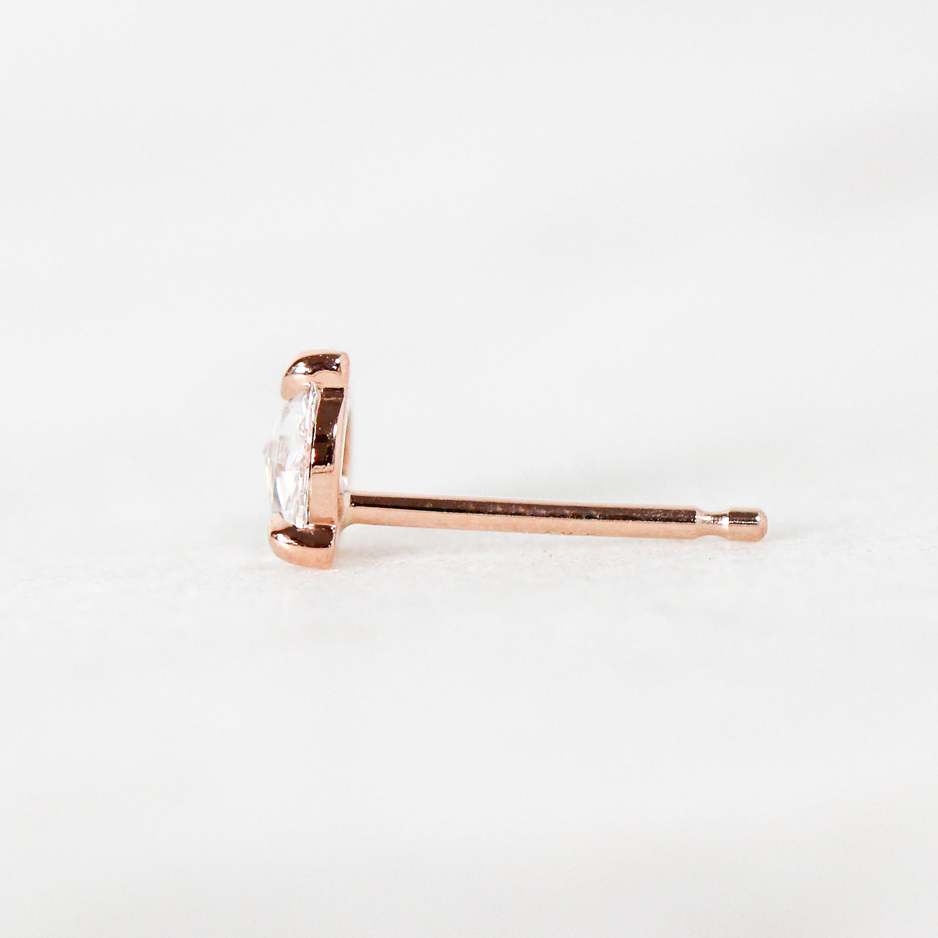0.25 ct. Rose Cut Diamond Earring Studs  in 14K Rose or Yellow Gold - Ready to Ship - Midwinter Co. Alternative Bridal Rings and Modern Fine Jewelry