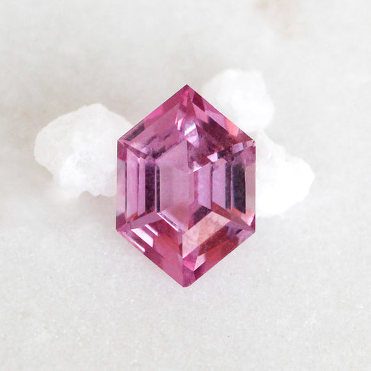 1.28 Carat Pink Hexagon Sapphire for Custom Work - Inventory Code PSHEX128 - Midwinter Co. Alternative Bridal Rings and Modern Fine Jewelry