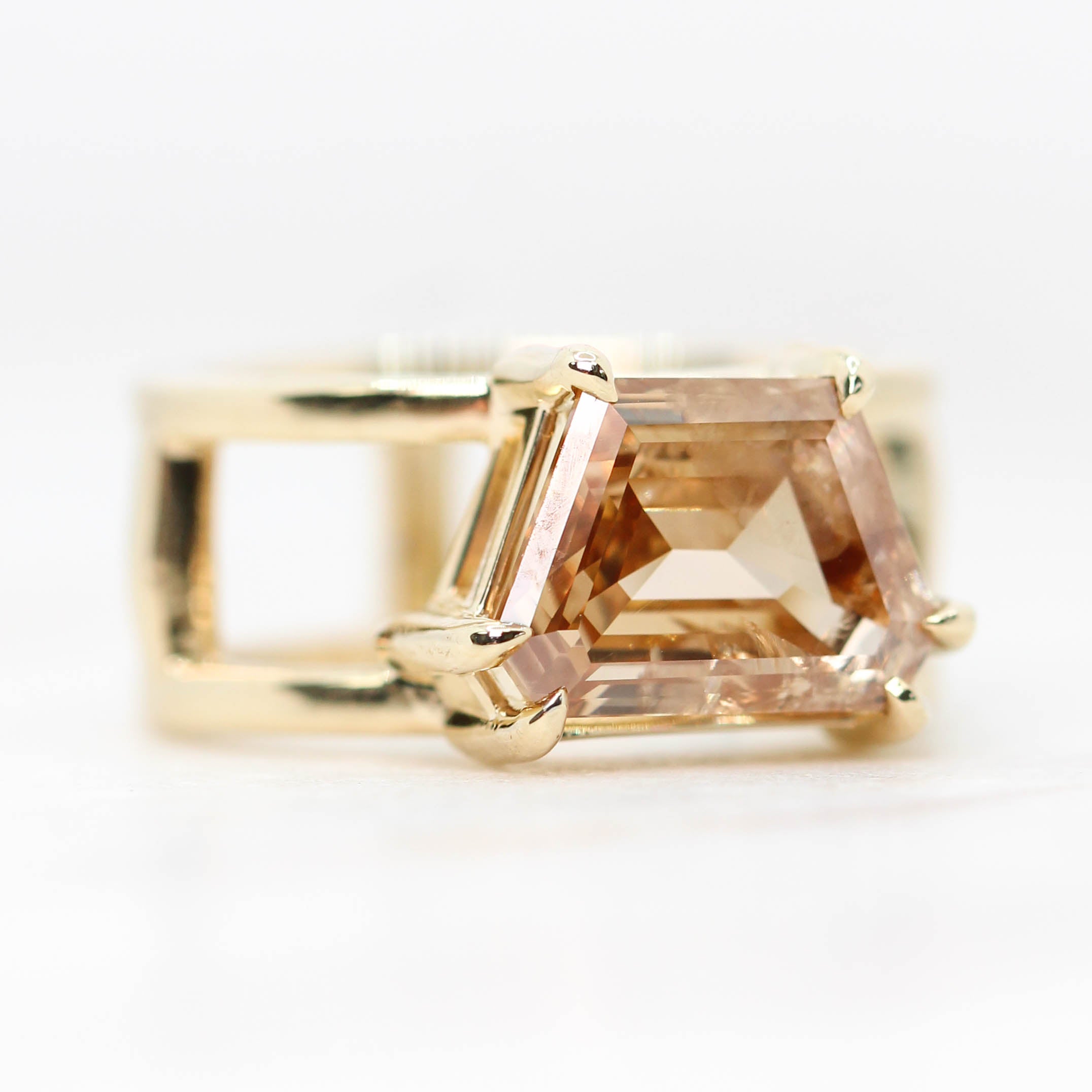 Marilyn Ring with a 3.70 Carat Champagne Trapezoid Diamond in 14k Yellow Gold - Ready to Size and Ship - Midwinter Co. Alternative Bridal Rings and Modern Fine Jewelry