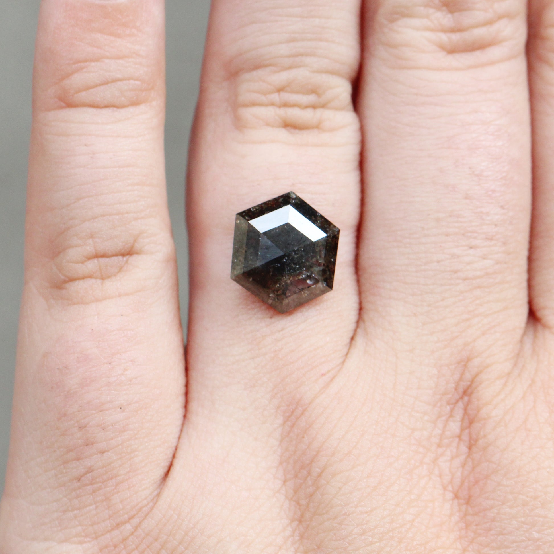 4.25 Carat Natural Black Hexagon Diamond for Custom Work - Inventory Code NBHD425 - Midwinter Co. Alternative Bridal Rings and Modern Fine Jewelry