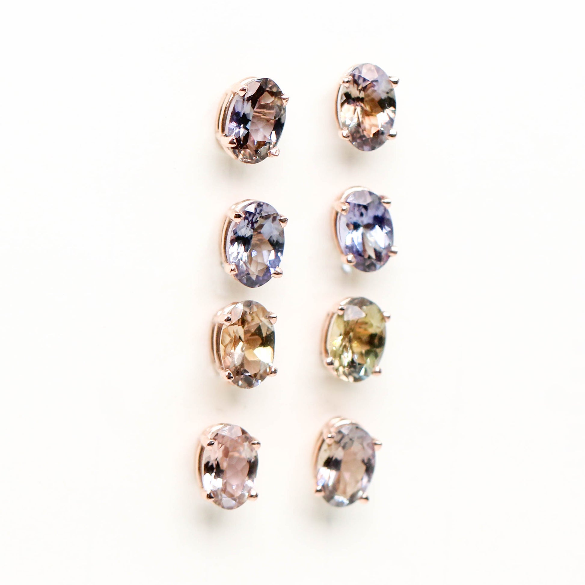 Oval Sapphire Earrings in 14k Rose Gold - Choose Your Pair - Midwinter Co. Alternative Bridal Rings and Modern Fine Jewelry