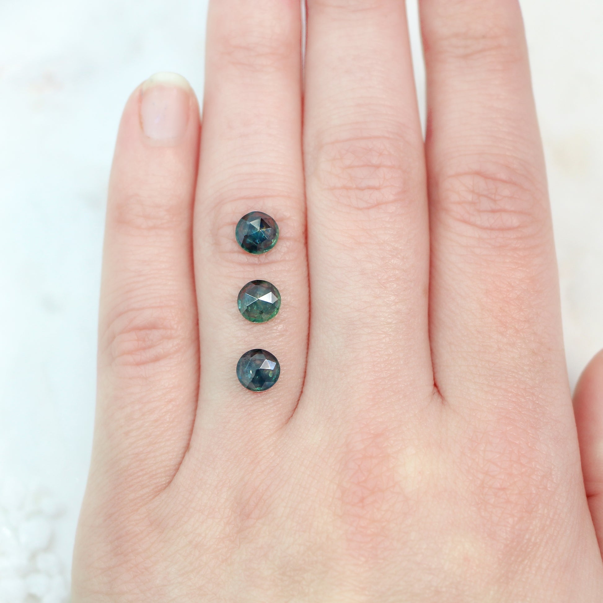 6mm Round Blue-Green Montana Sapphire for Custom Work - Inventory Code BRMS106 - Midwinter Co. Alternative Bridal Rings and Modern Fine Jewelry