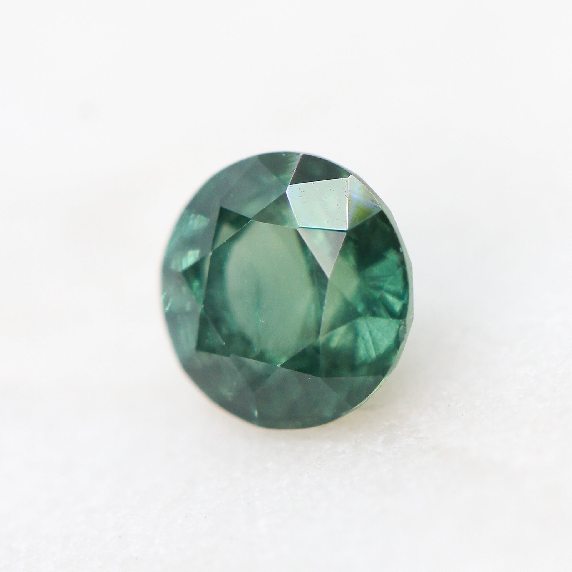 0.73 Carat Certified Round Green Sapphire for Custom Work - Inventory Code GRS073 - Midwinter Co. Alternative Bridal Rings and Modern Fine Jewelry