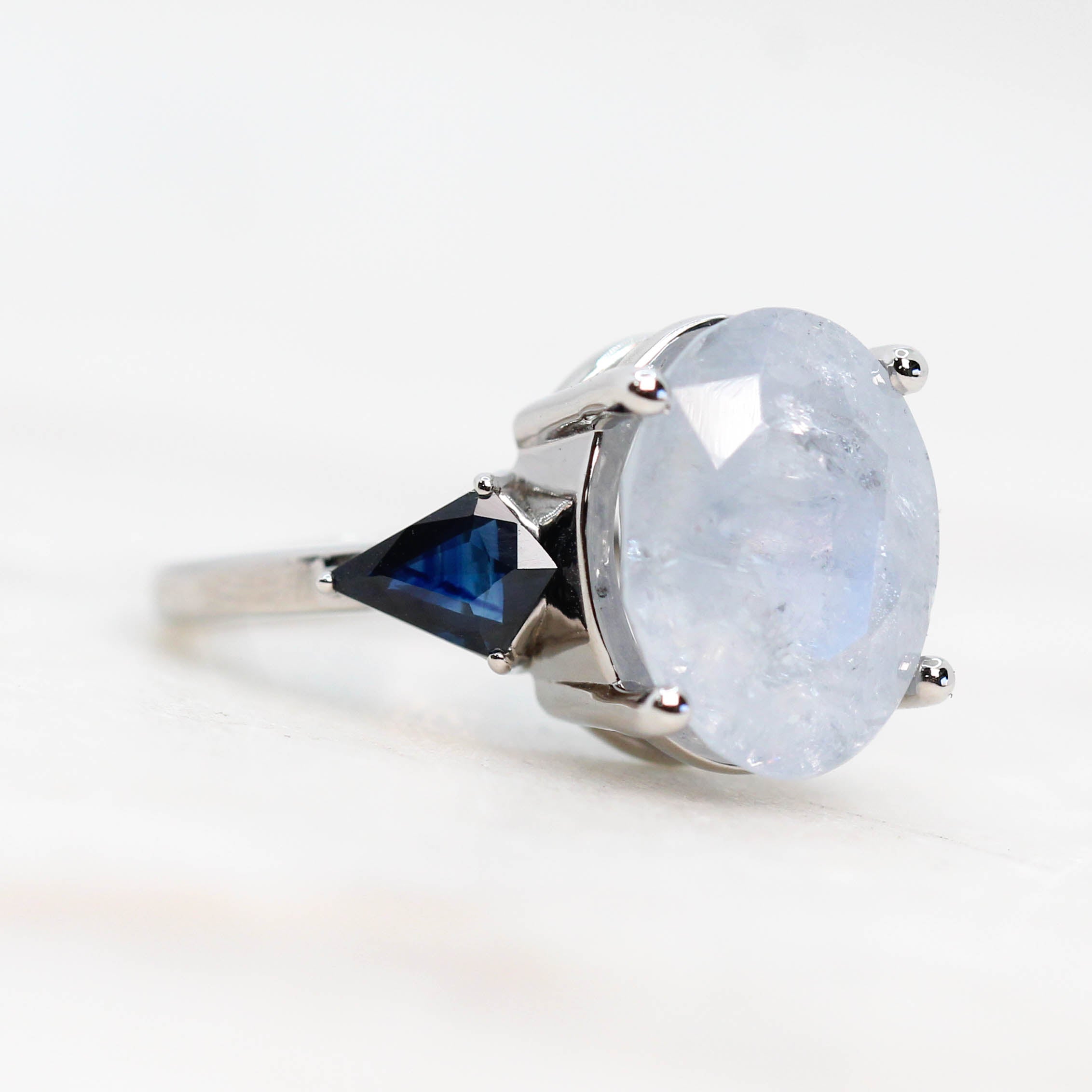3 Carat No Heat Light Blue Sapphire Engagement Ring w/ Diamond Halo 18K