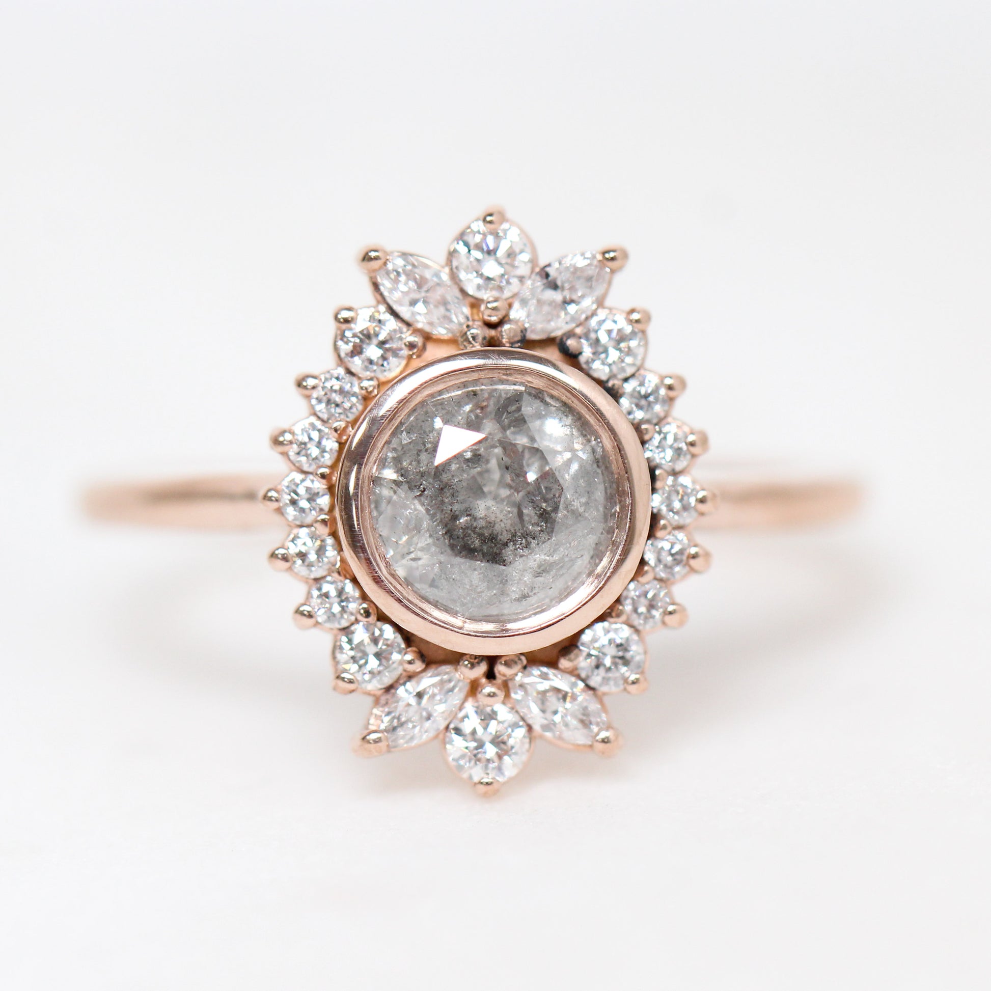 Juliette Ring with a 0.96 Gray Celestial Diamond in 10k Rose Gold - Ready to Size and Ship - Midwinter Co. Alternative Bridal Rings and Modern Fine Jewelry