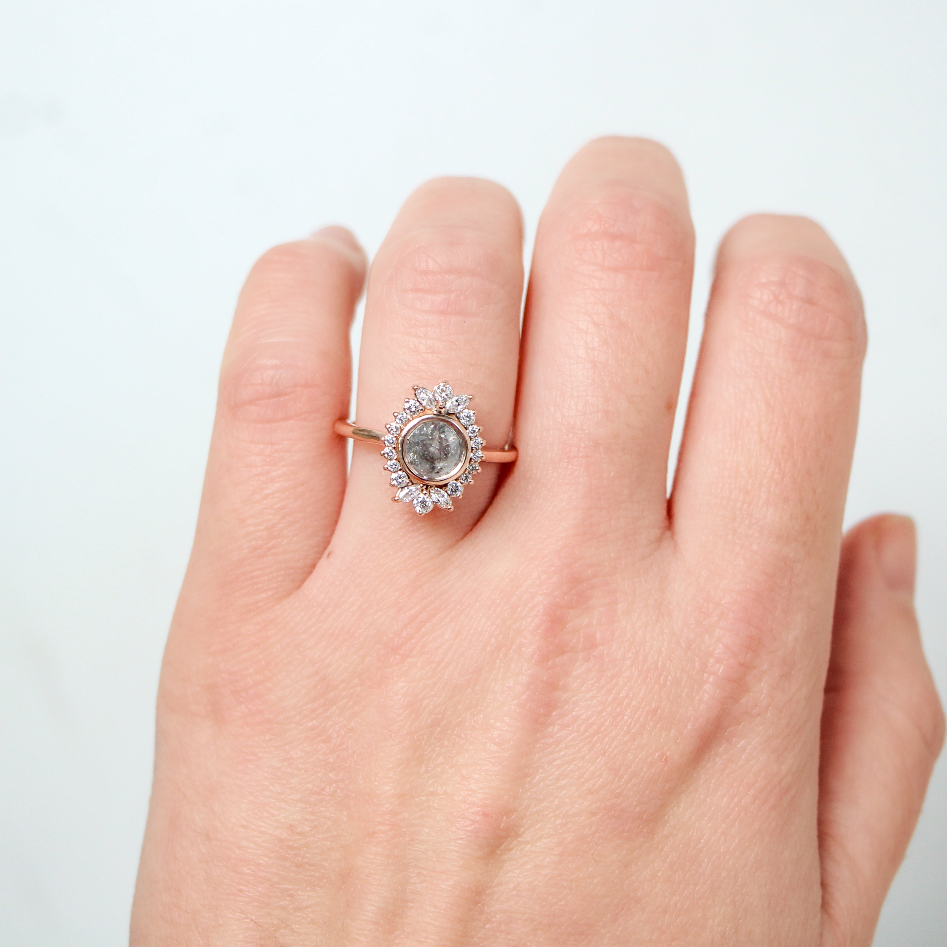 Juliette Ring with a 0.96 Gray Celestial Diamond in 10k Rose Gold - Ready to Size and Ship - Midwinter Co. Alternative Bridal Rings and Modern Fine Jewelry