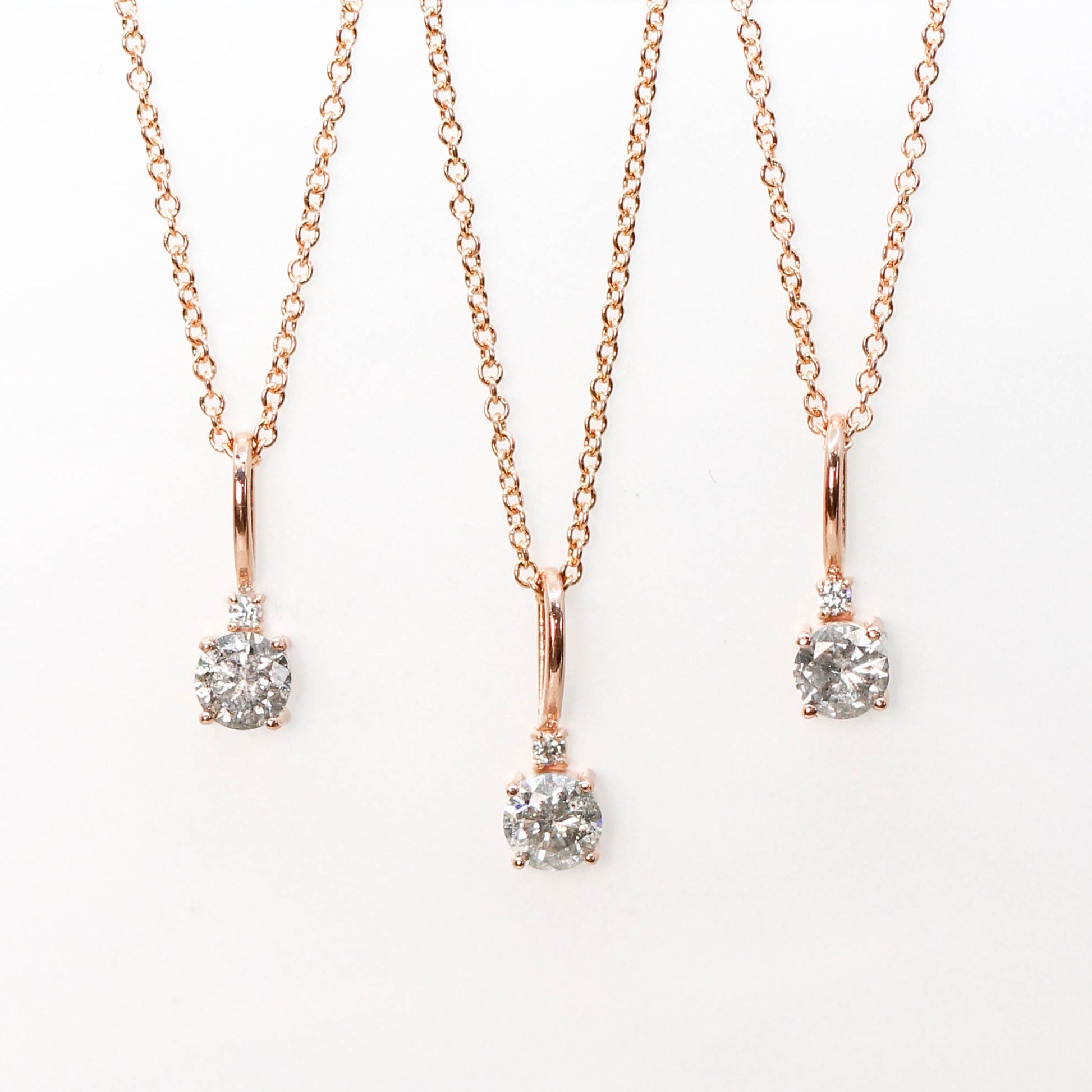 10k Rose Gold Round Celestial Diamond Pendant Necklace - Midwinter Co. Alternative Bridal Rings and Modern Fine Jewelry