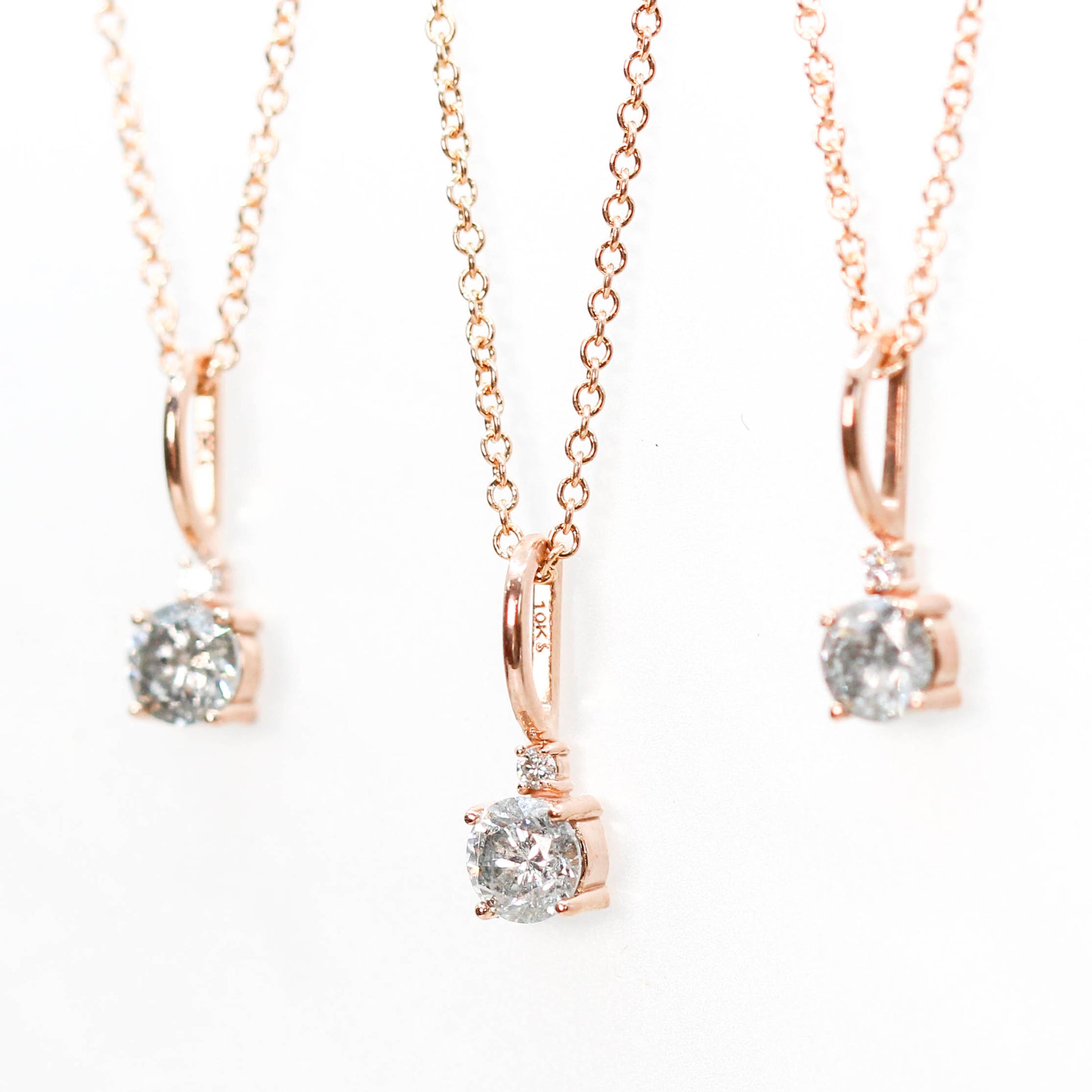 10k Rose Gold Round Celestial Diamond Pendant Necklace - Midwinter Co. Alternative Bridal Rings and Modern Fine Jewelry