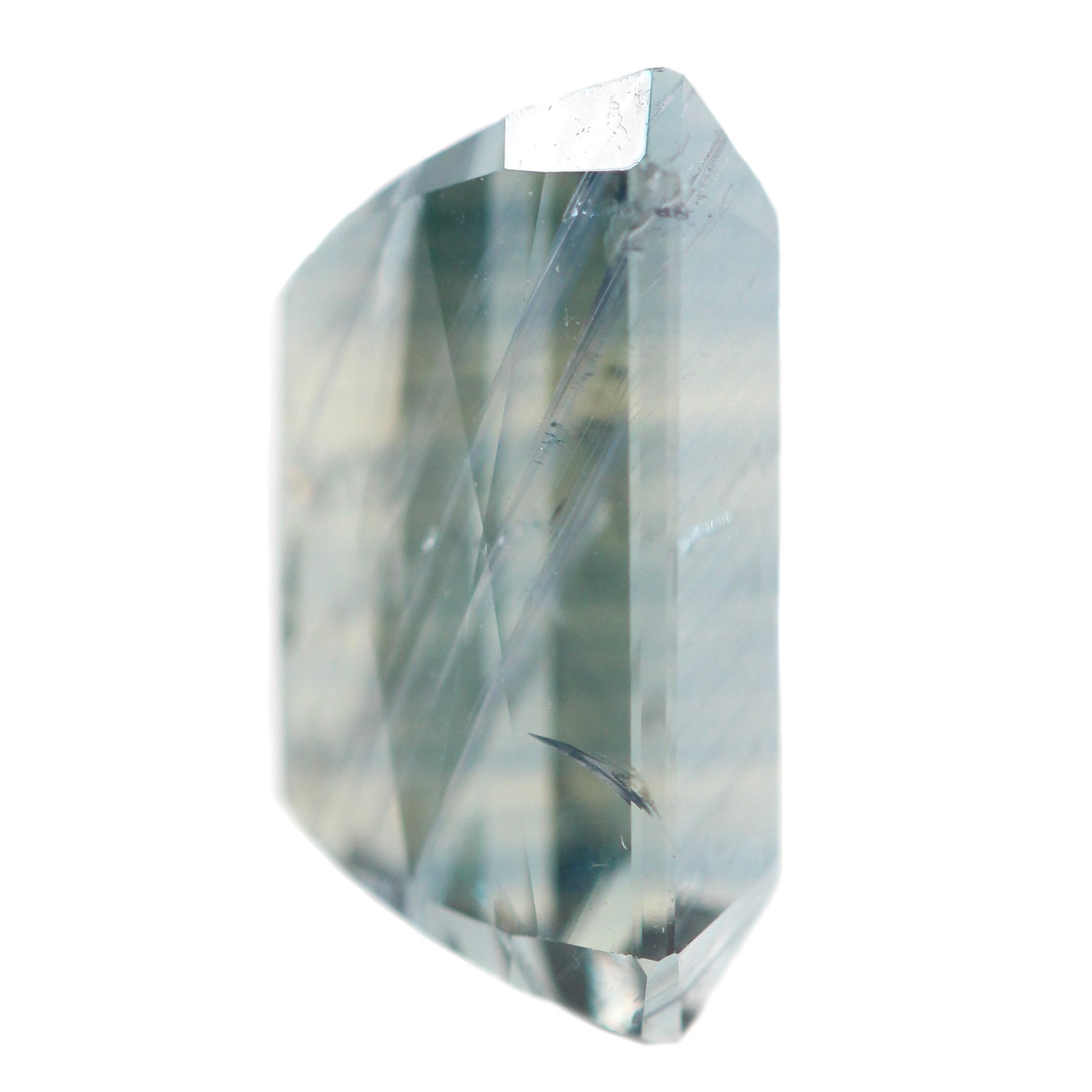 9.50 Carat Light Teal Emerald Cut Sapphire for Custom Work - Inventory Code ECTS950 - Midwinter Co. Alternative Bridal Rings and Modern Fine Jewelry