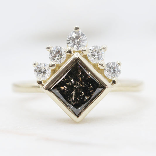 Ashlyn Ring with a 1.62 Carat Dark Champagne Celestial Princess Cut in 14K Yellow Gold - Ready to size and ship - Midwinter Co. Alternative Bridal Rings and Modern Fine Jewelry