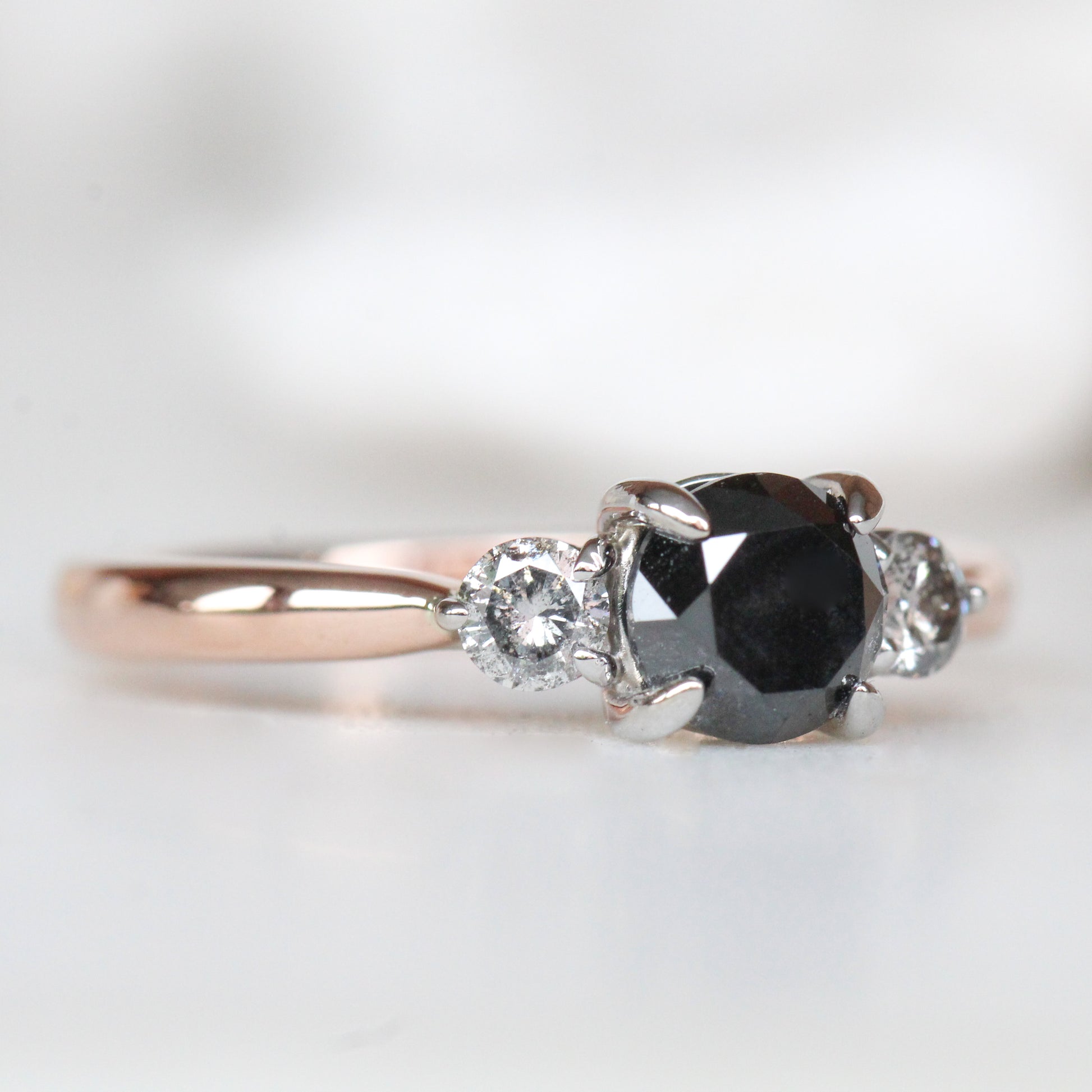 CAELEN - Terra Ring with Carat Black Diamond and White Diamond Accents in 14k Rose Gold - Ready to Size and Ship - Midwinter Co. Alternative Bridal Rings and Modern Fine Jewelry