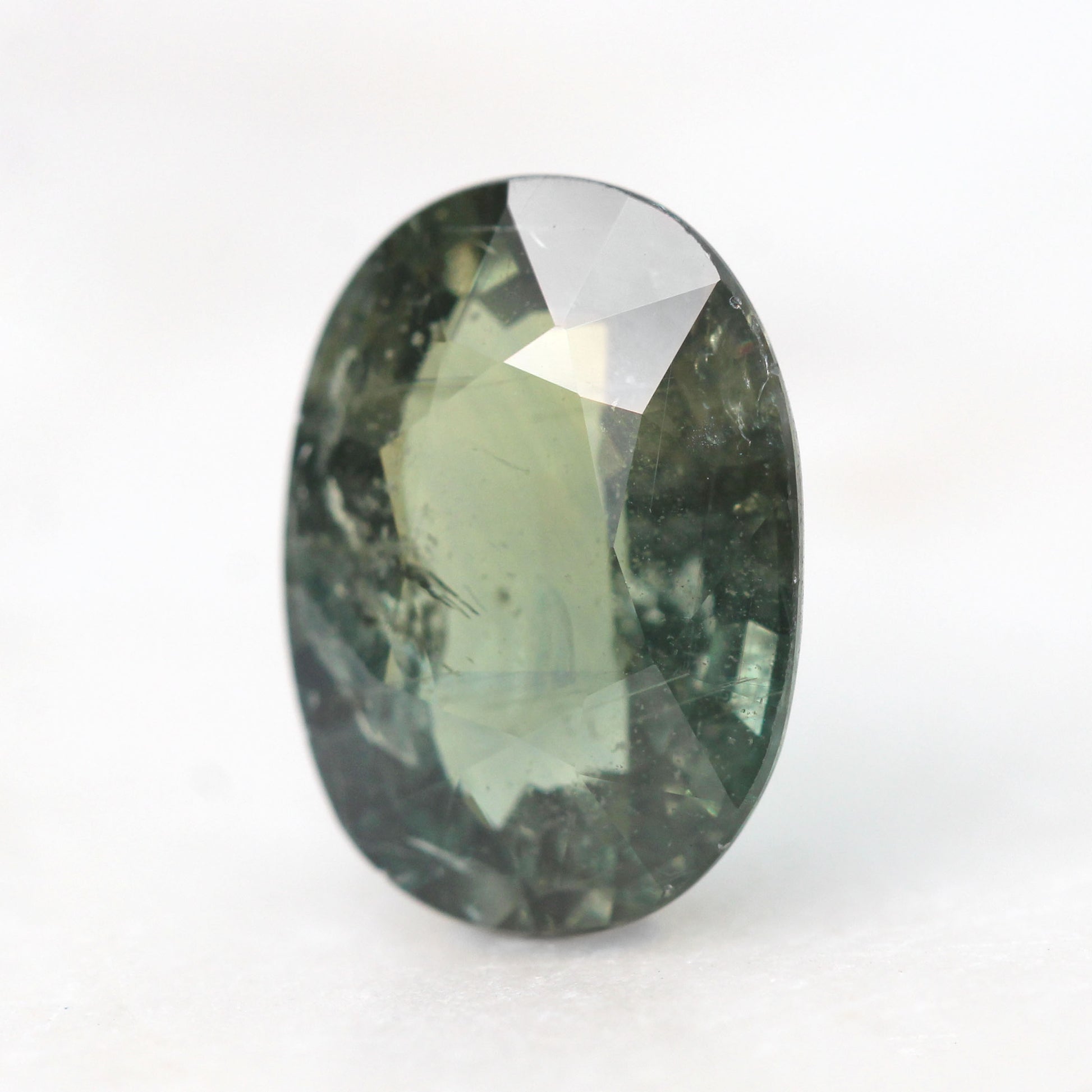 4.99 Carat Golden Green Oval Sapphire for Custom Work - Inventory Code YGO499 - Midwinter Co. Alternative Bridal Rings and Modern Fine Jewelry