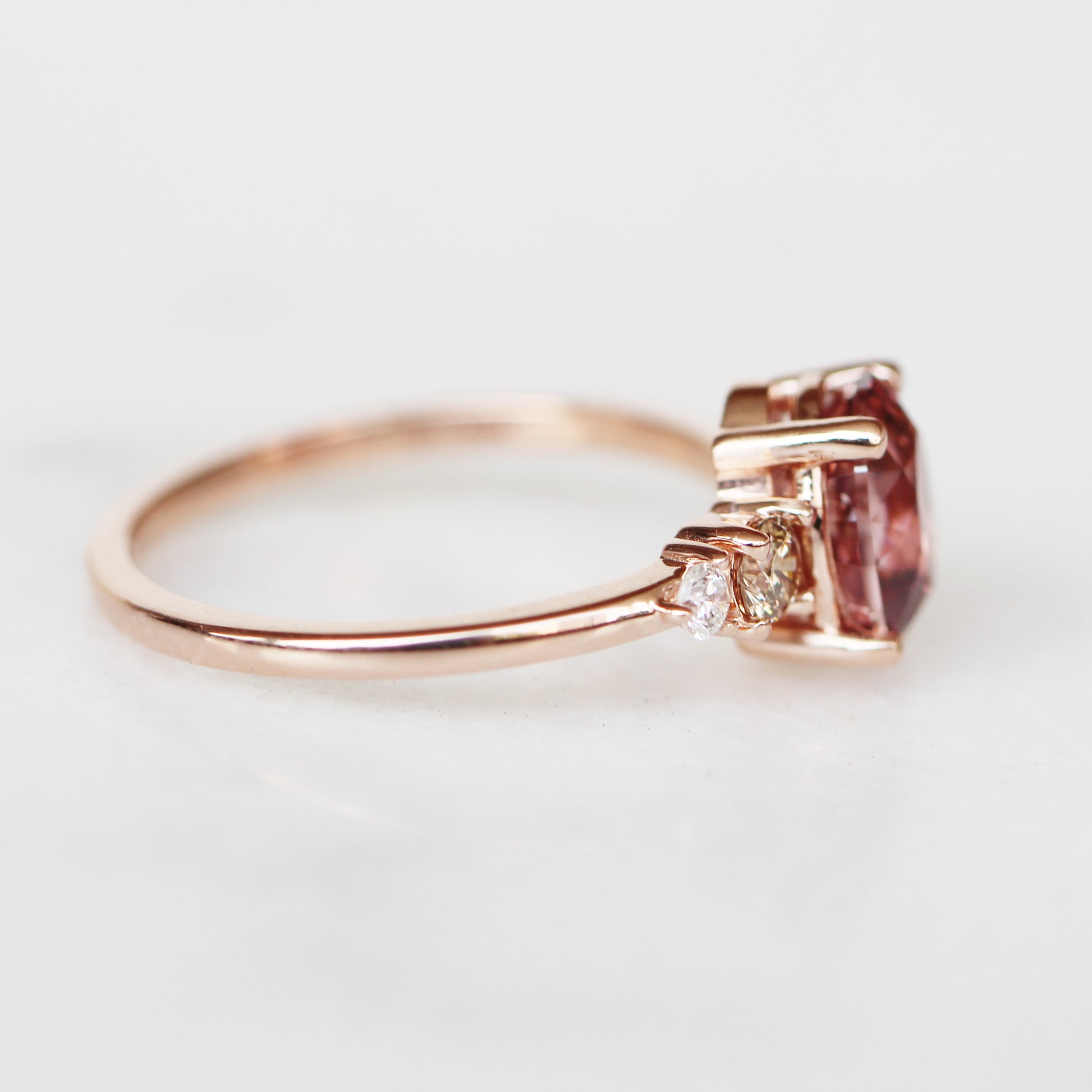 Jesse Ring with 2.04 ct Zircon and Diamonds in 10k rose gold - ready to size and ship - Midwinter Co. Alternative Bridal Rings and Modern Fine Jewelry