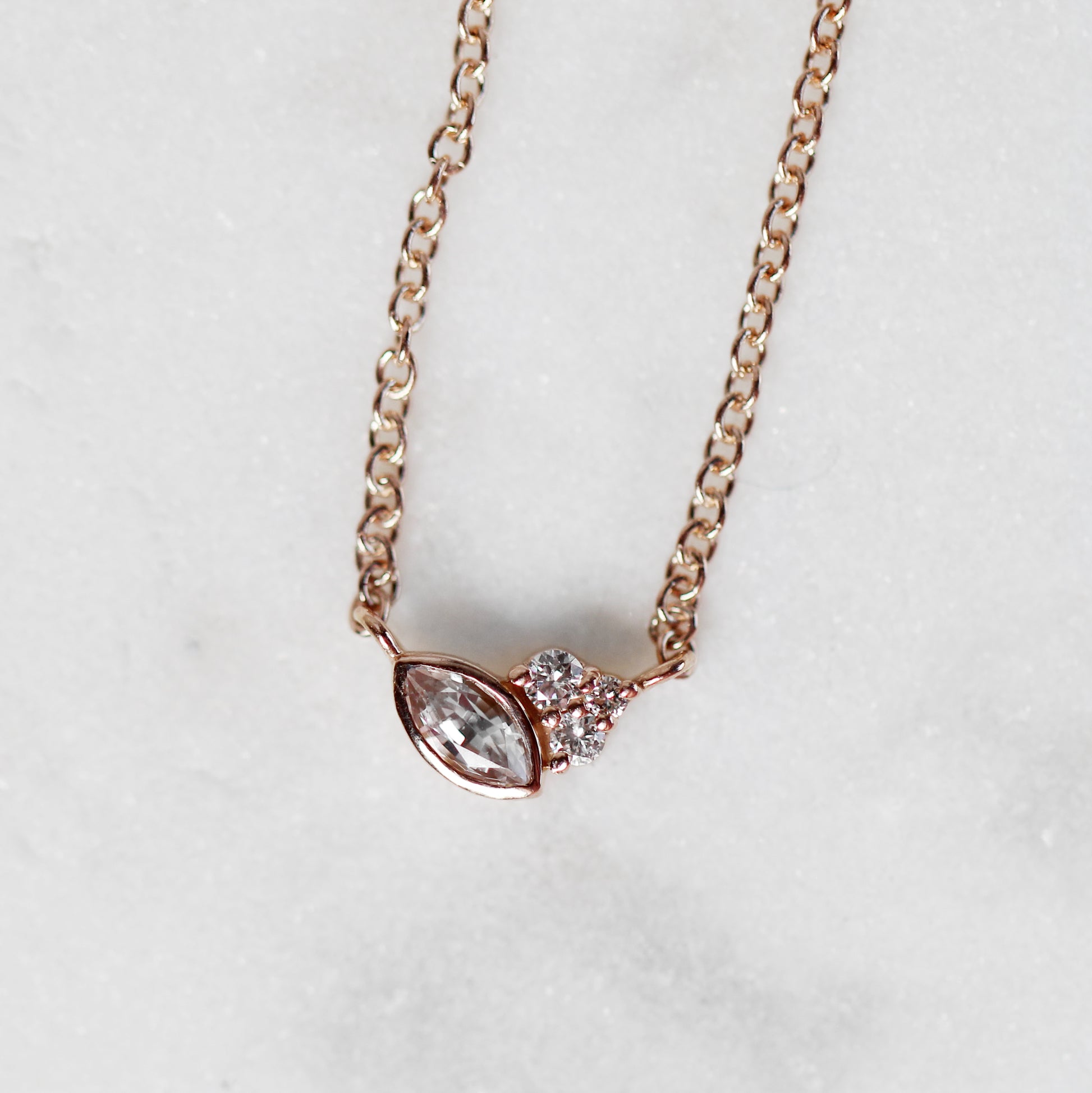 Jordan Necklace - Sapphire and Diamonds- 14k Rose Gold - Midwinter Co. Alternative Bridal Rings and Modern Fine Jewelry