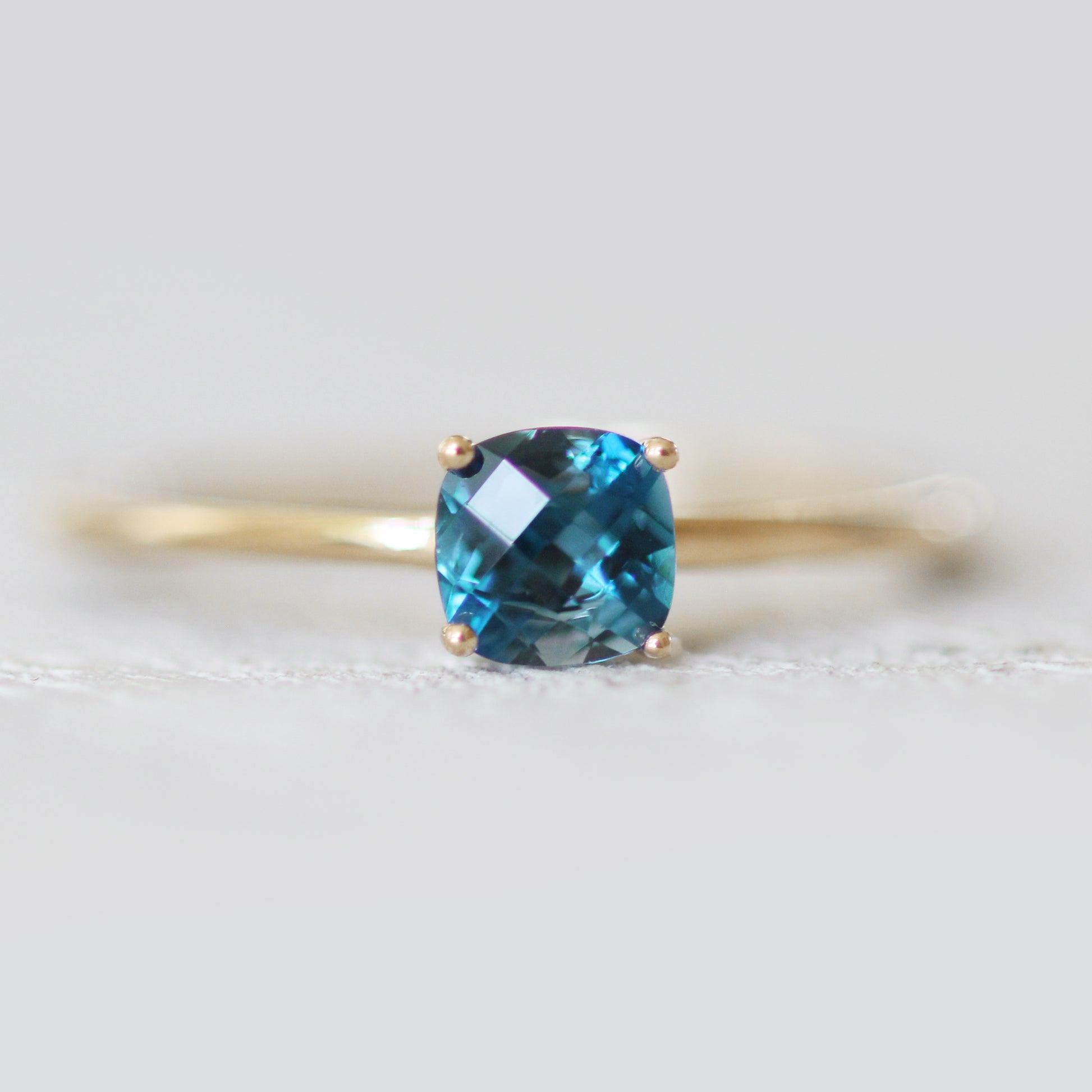 London Blue Topaz .75 carat Cushion Cut - Your choice of metal - Custom - Midwinter Co. Alternative Bridal Rings and Modern Fine Jewelry