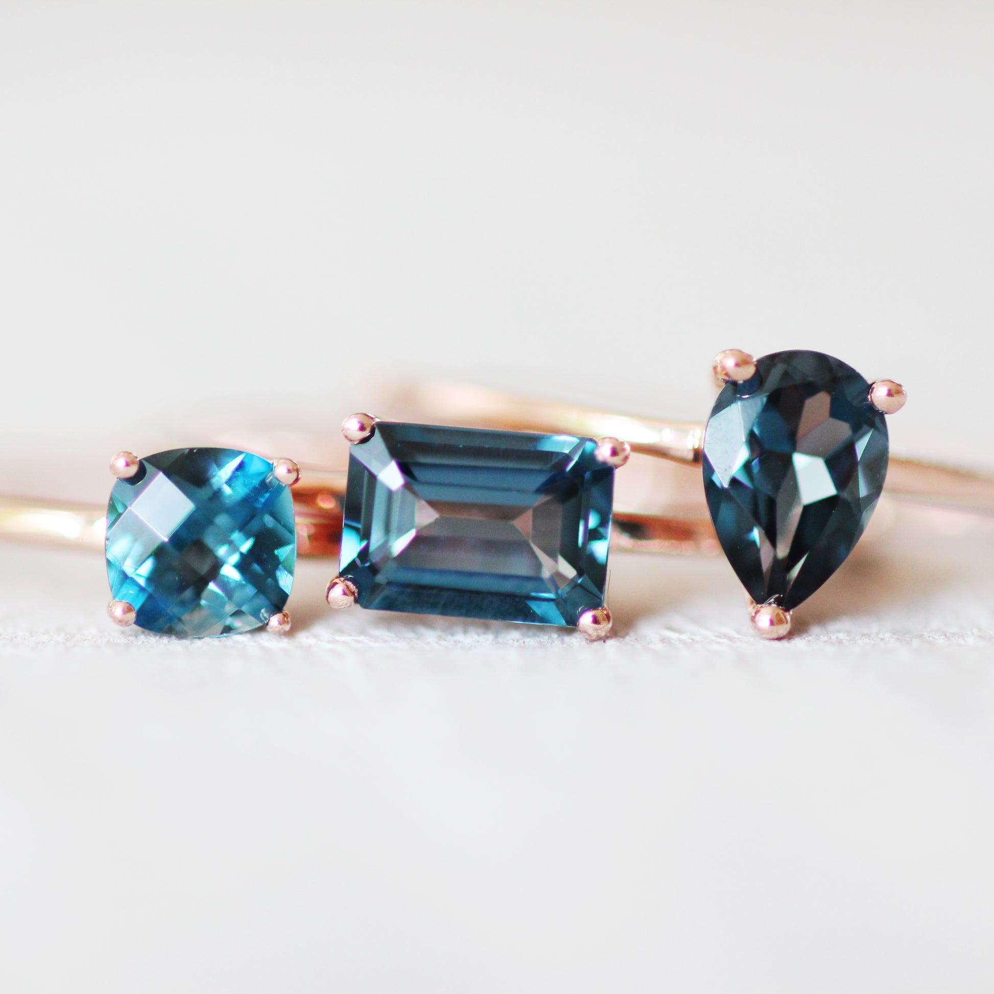 London Blue Topaz .75 carat Cushion Cut - Your choice of metal - Custom - Midwinter Co. Alternative Bridal Rings and Modern Fine Jewelry