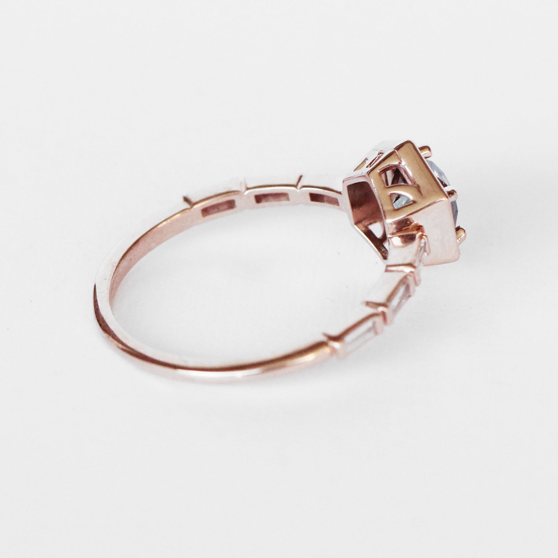Lennen Ring with a Champagne Celestial and Diamond Accents in 10k Rose Gold - Ready to Size and Ship - Midwinter Co. Alternative Bridal Rings and Modern Fine Jewelry