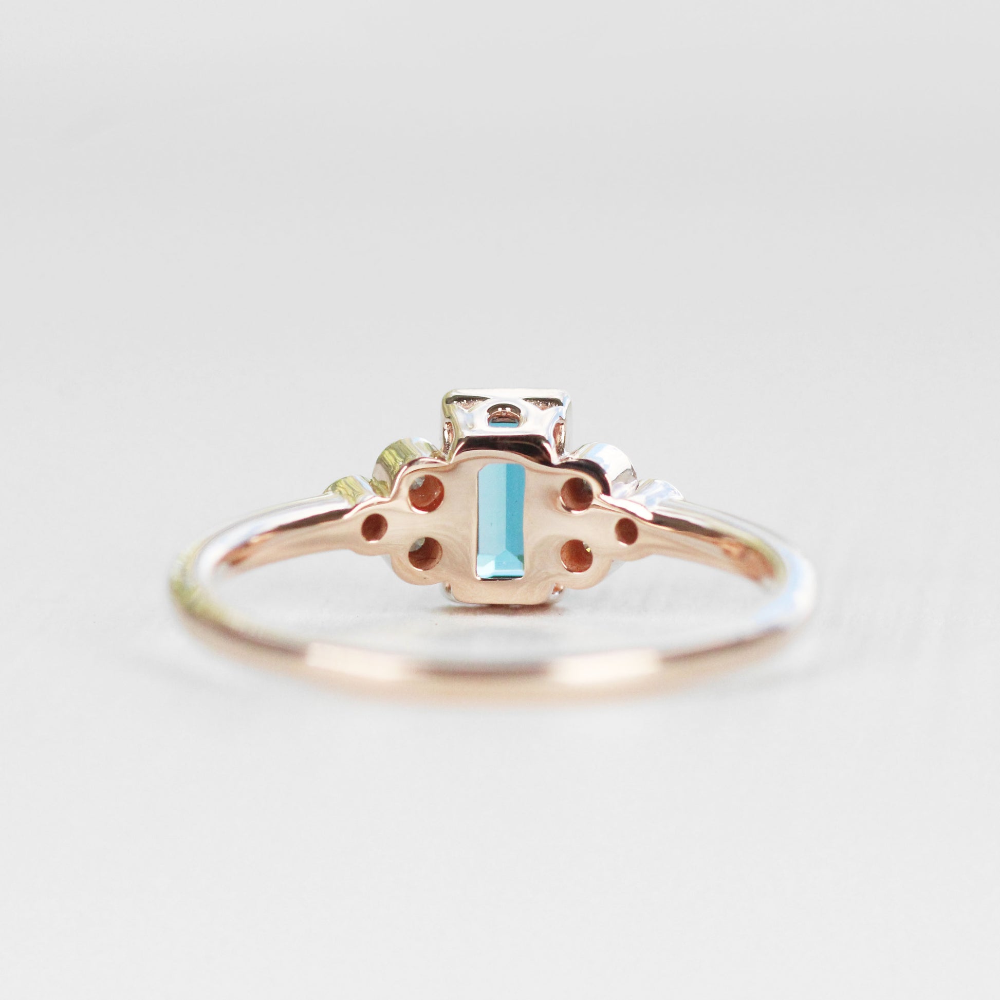 Sophia Ring with a London Blue Topaz Baguette and White Accent